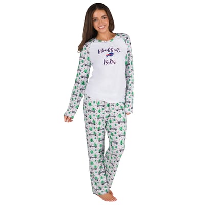 Buffalo Bills Concepts Sport Women's Frostbite Allover Print Knit Long Sleeve T-Shirt & Pants Set - White
