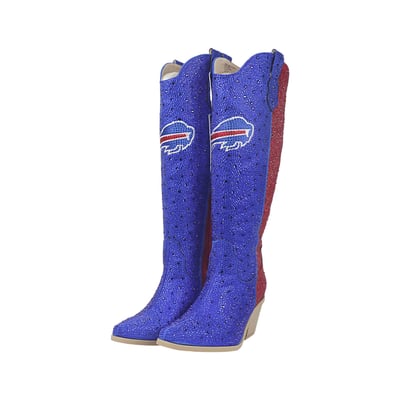  Buffalo Bills Cuce Women's Two-Tone Crystal Cowboy Boot - Royal/Red
