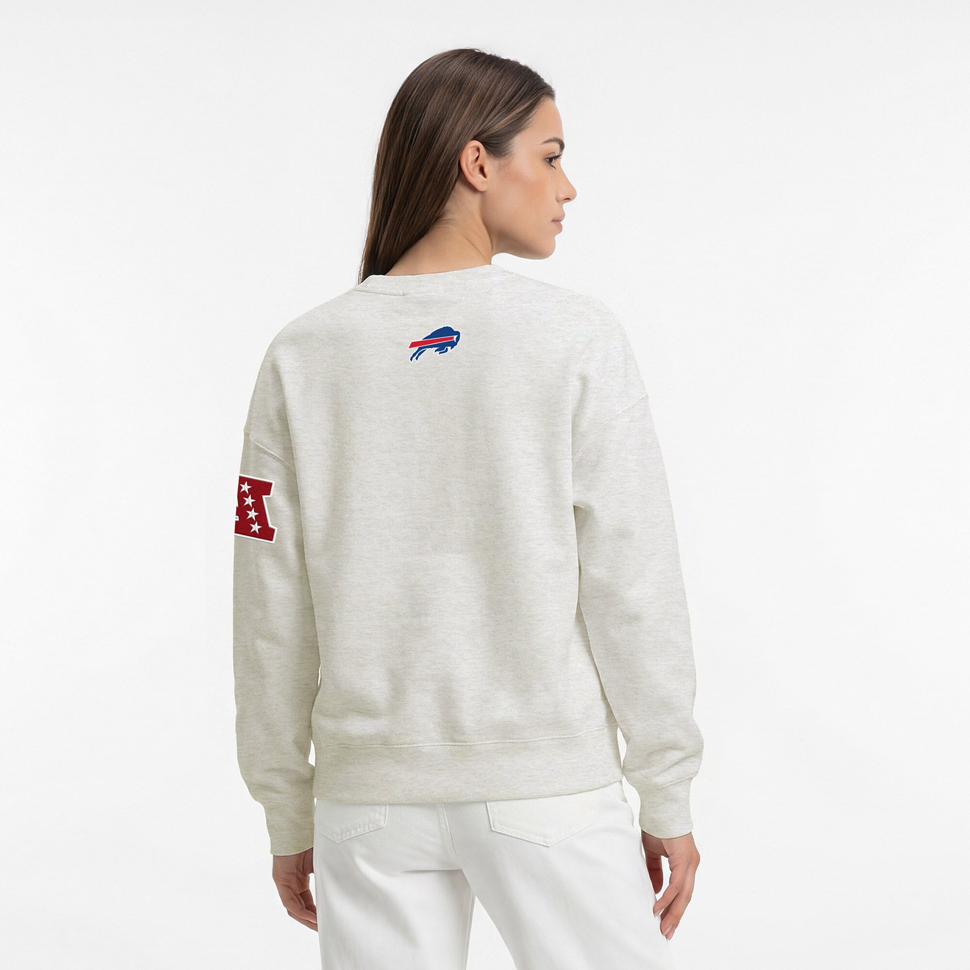 Sweat-shirt polaire à col rond Disney x Champion Buffalo Bills All-Star couleur avoine pour femme
