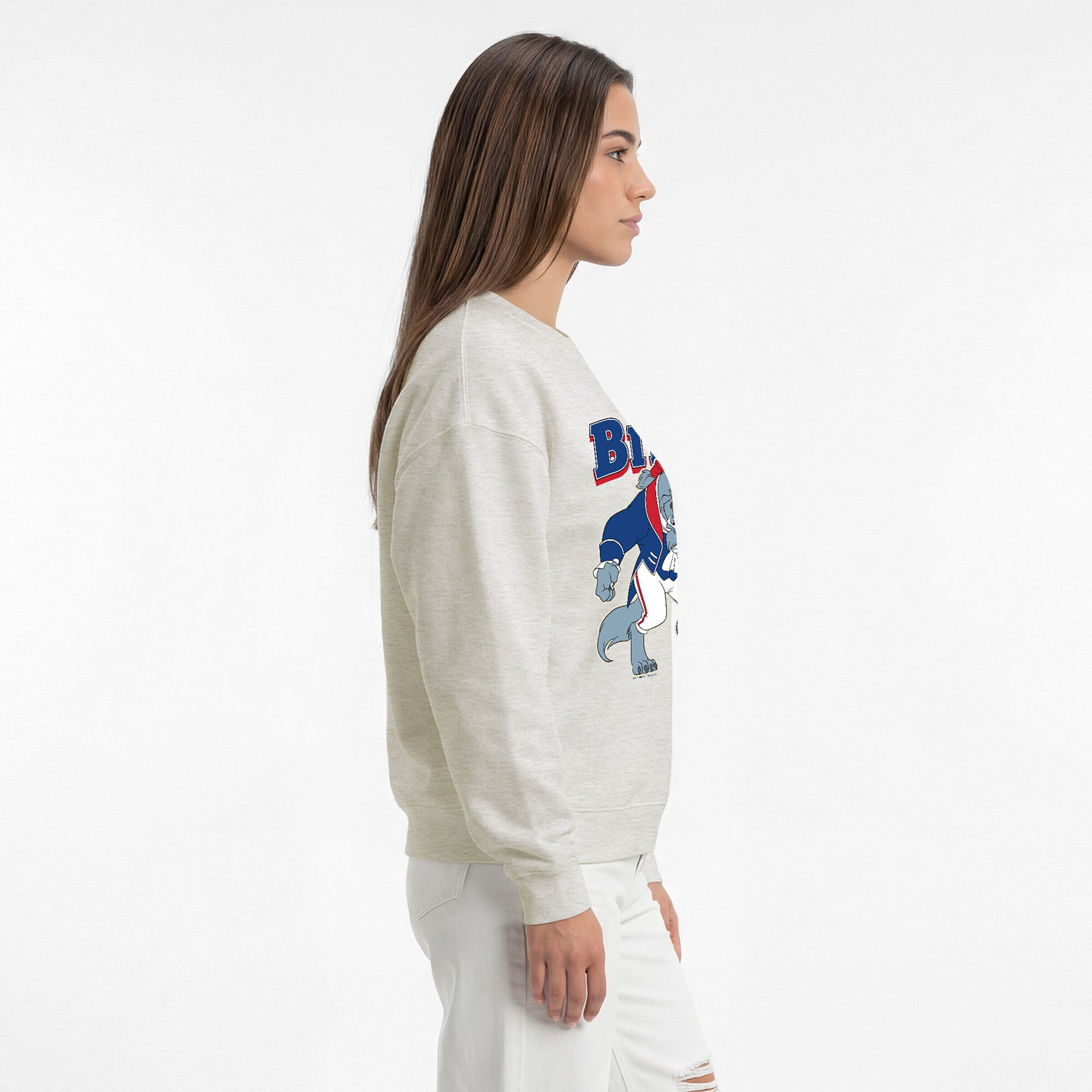 Sweat-shirt polaire à col rond Disney x Champion Buffalo Bills All-Star couleur avoine pour femme