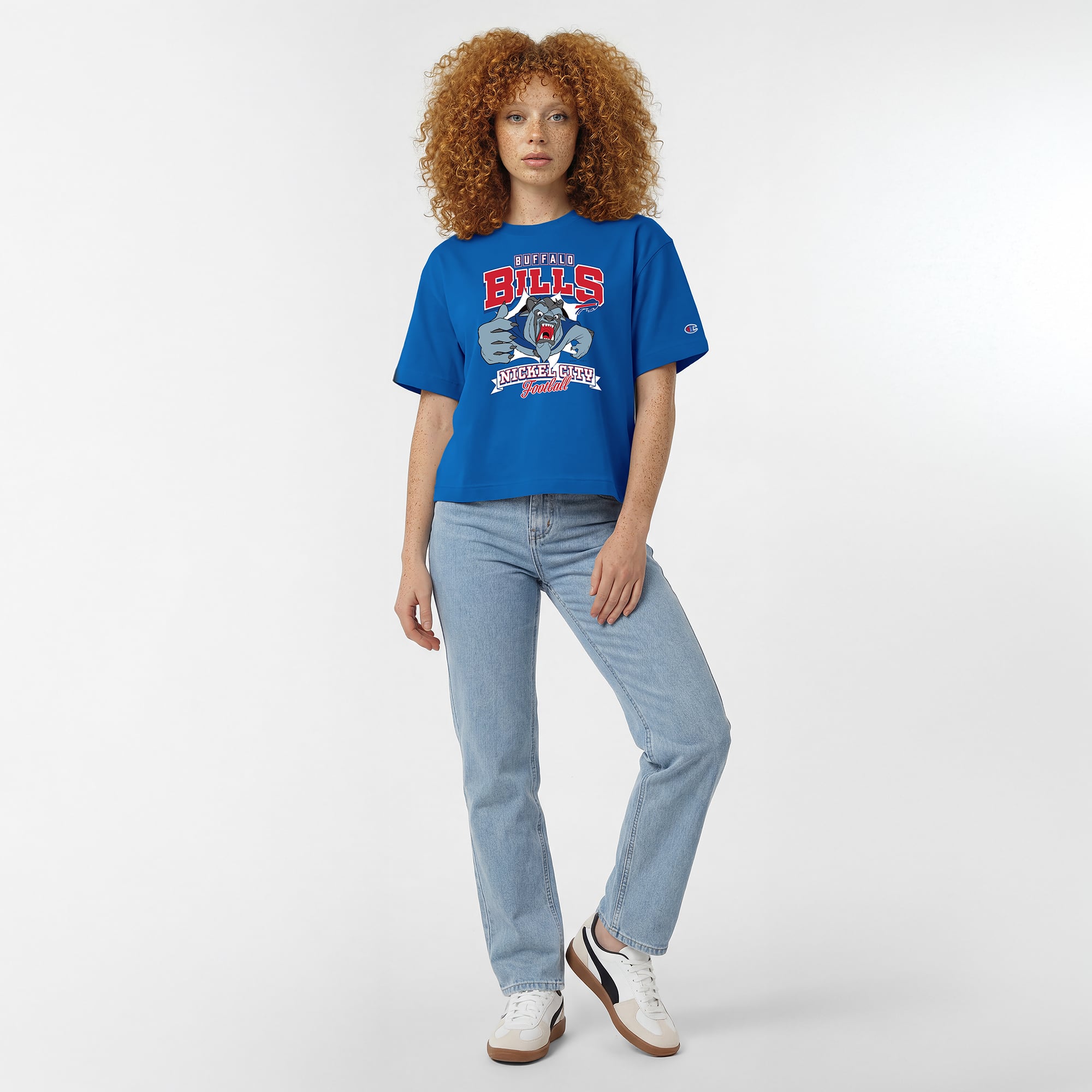 T-shirt Disney x Champion Royal Buffalo Bills Beast All-Star pour femmes