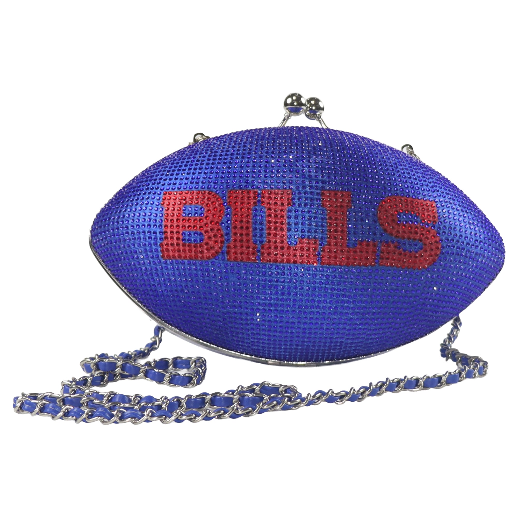 Sac à main FABGATING by Cuce pour femme, motif football américain bleu Buffalo Bills, orné de cristaux.