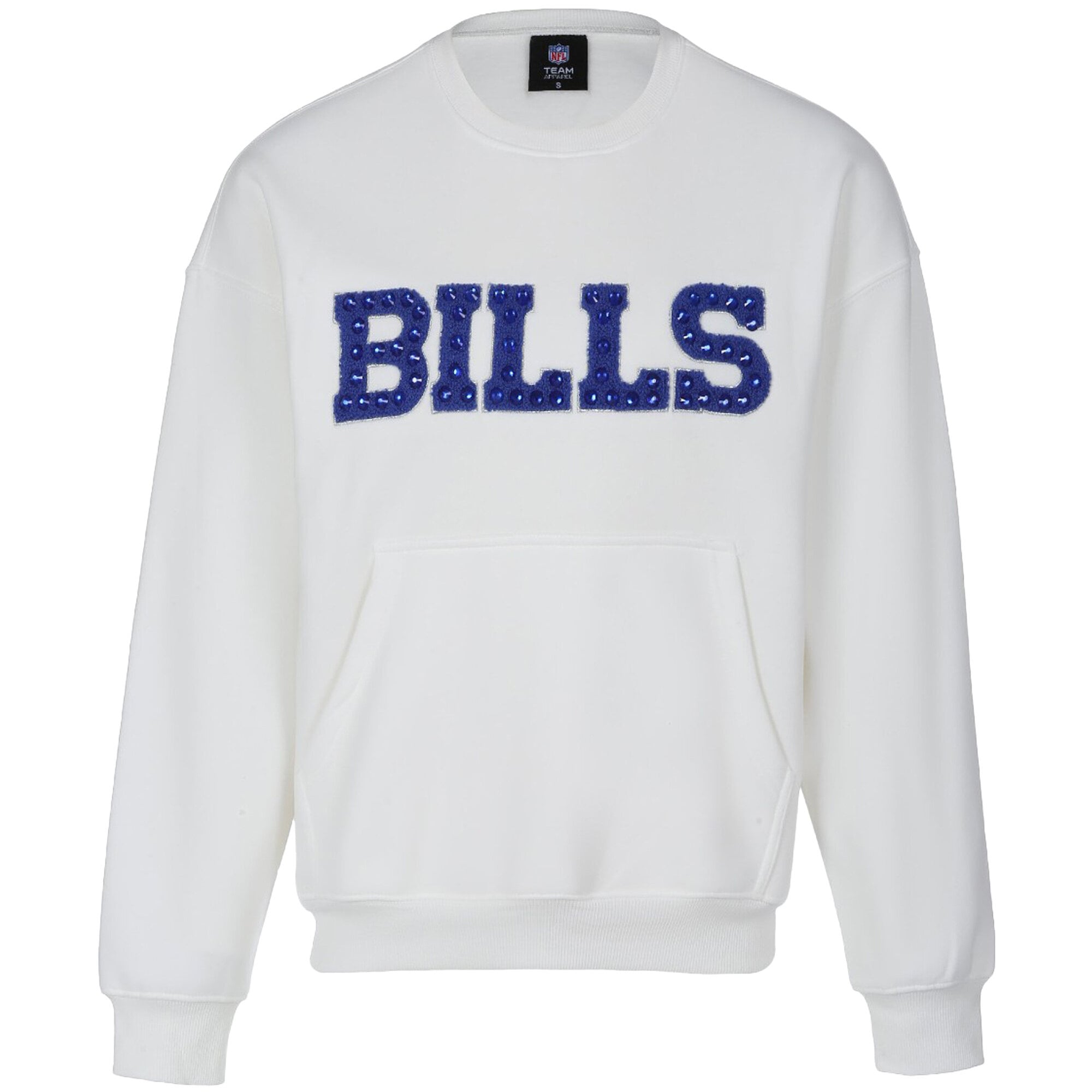 Sweat-shirt à bijoux en chenille blanche FABGATING by Cuce pour femme, modèle Buffalo Bills.