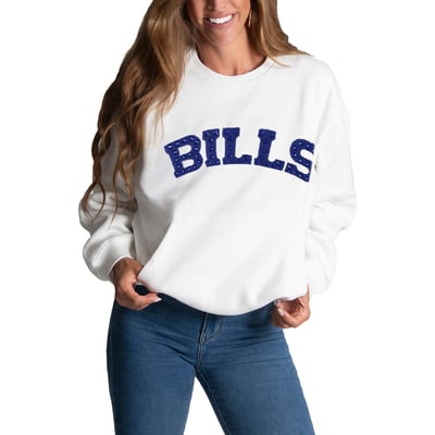 Buffalo Bills FABGATING by Cuce Women's Chenille Jeweled Sweatshirt - White