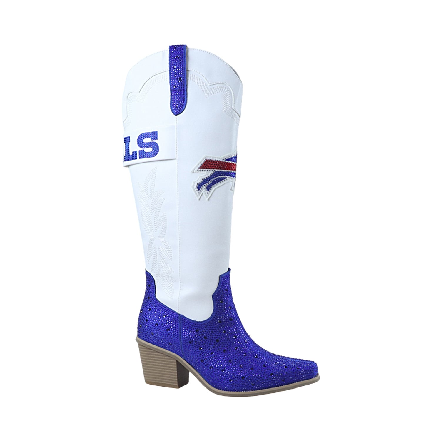 Bottes de cowboy blanches Buffalo Bills Crystal FABGATING pour femmes par Cuce
