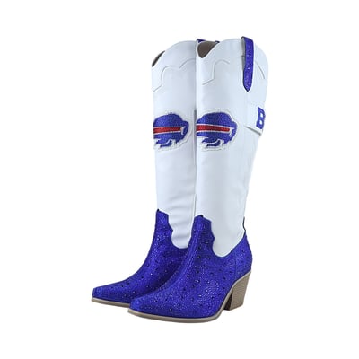  Buffalo Bills FABGATING by Cuce Women's Crystal Cowboy Boots - White