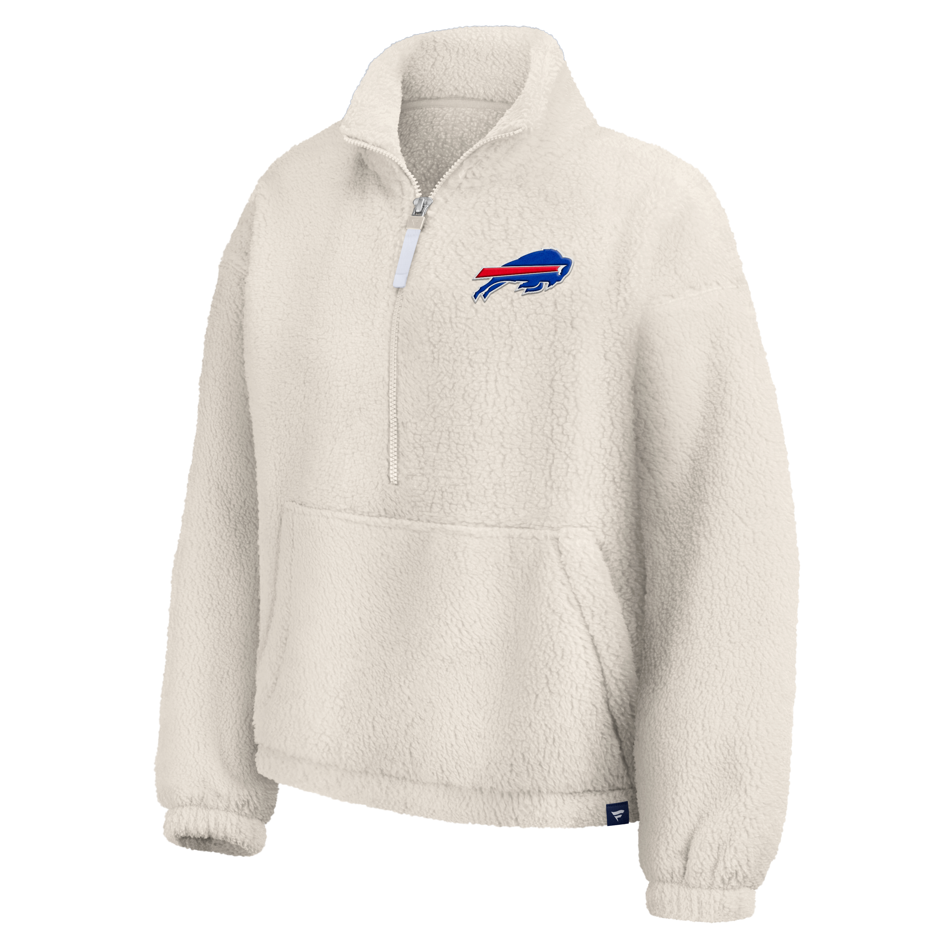 Pull à demi-zip oversize en sherpa crème Buffalo Bills pour femme de Fanatics