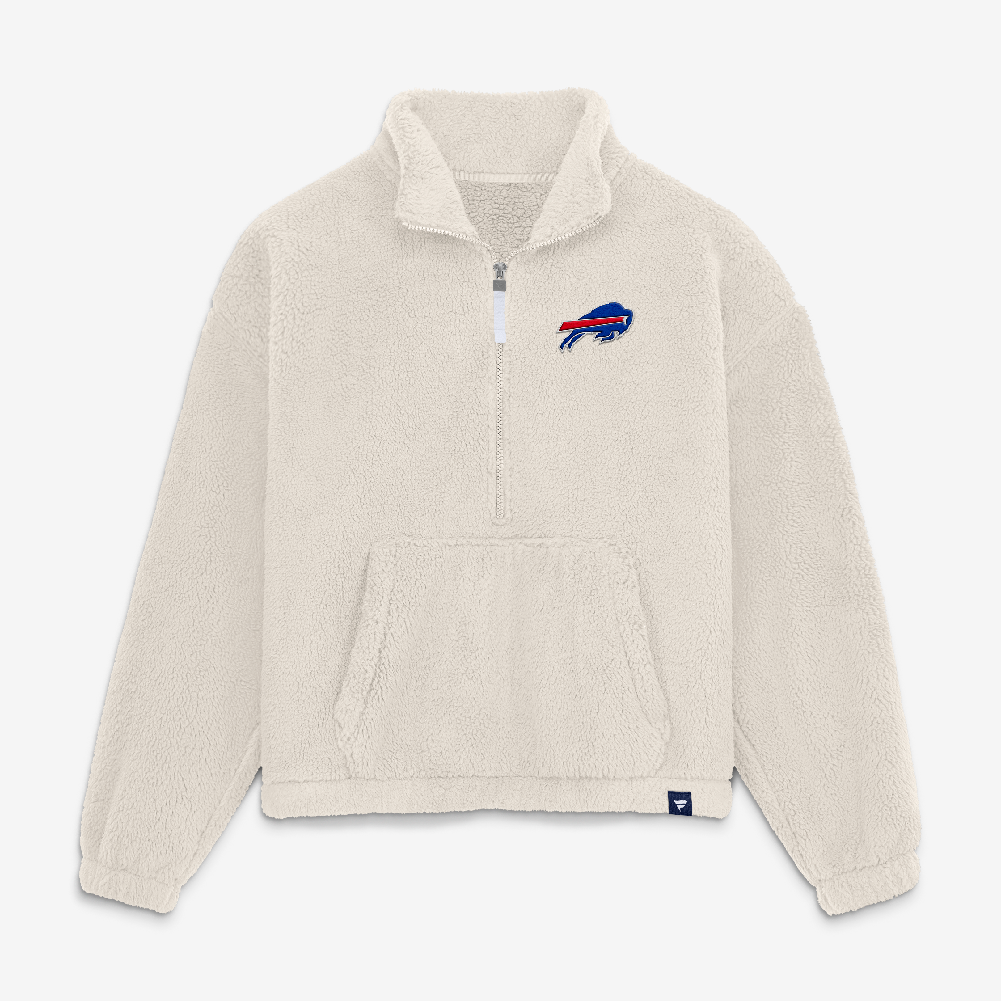 Pull à demi-zip oversize en sherpa crème Buffalo Bills pour femme de Fanatics