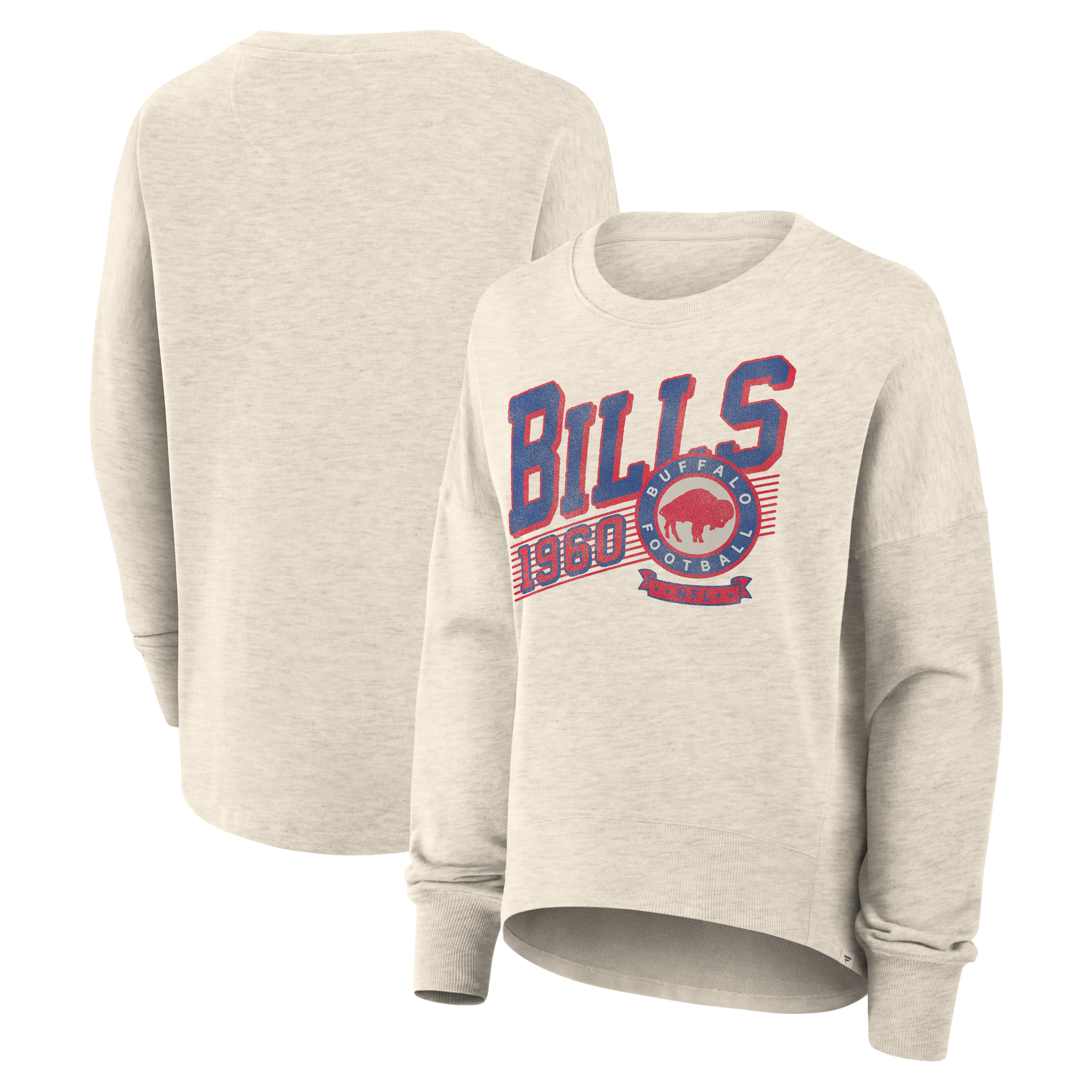 Women's Fanatics Cream Buffalo Bills Oversized Heritage Sweatshirt