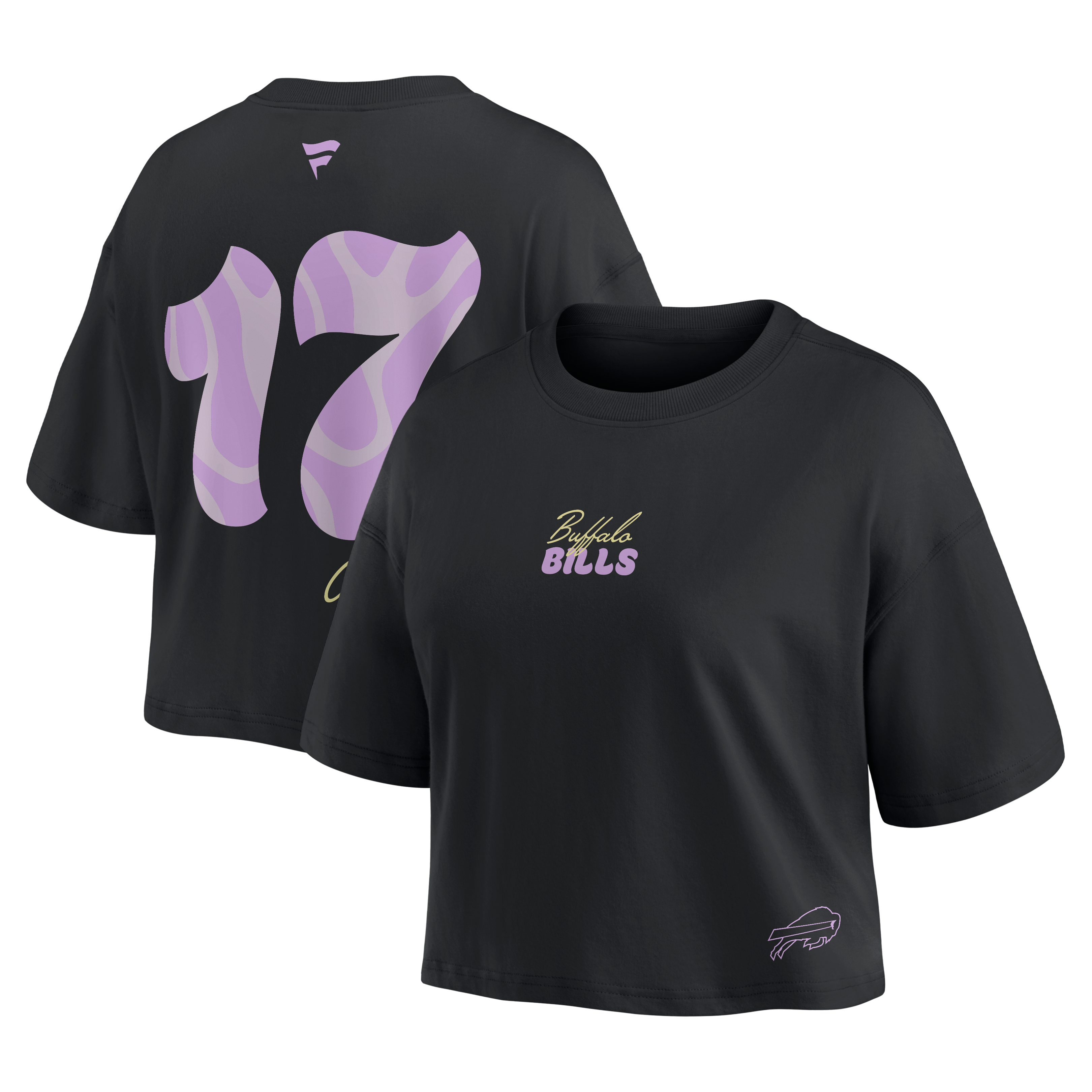 T-shirt court noir Josh Allen Buffalo Bills pour femmes de la marque Fanatics