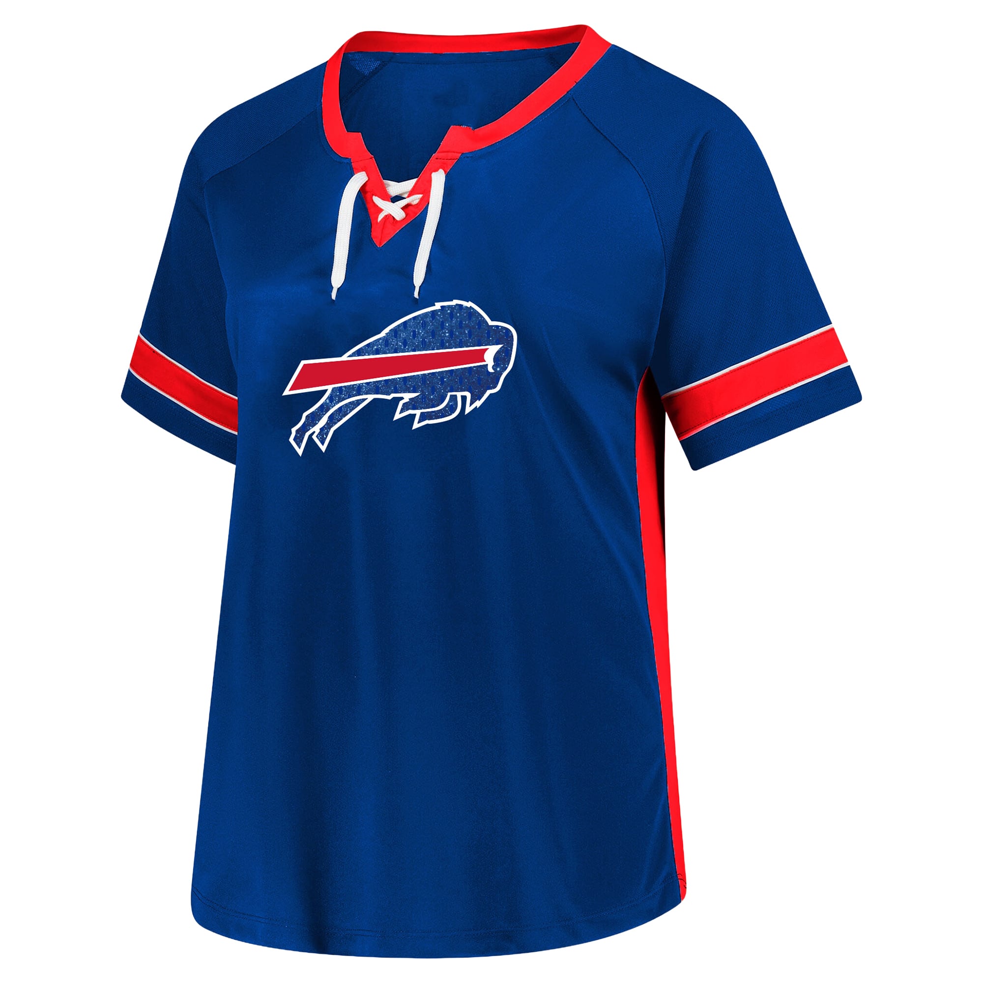 T-shirt Fanatics pour femmes Josh Allen Royal Buffalo Bills, grande taille, avec dentelle et strass, nom numéro