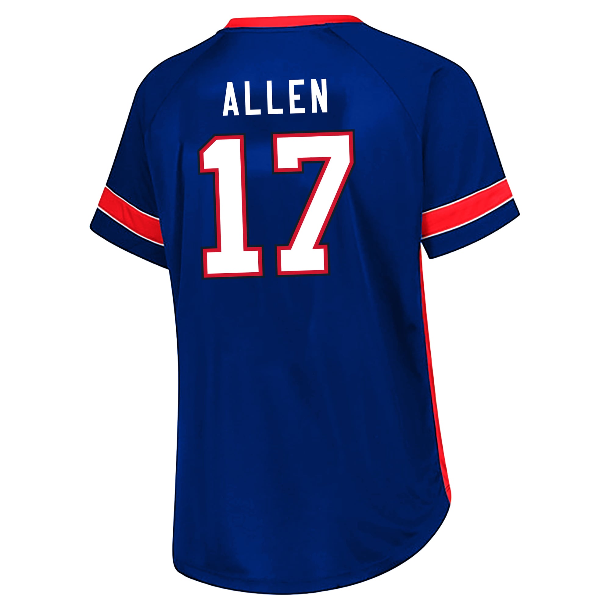 T-shirt Fanatics pour femmes Josh Allen Royal Buffalo Bills, grande taille, avec dentelle et strass, nom numéro