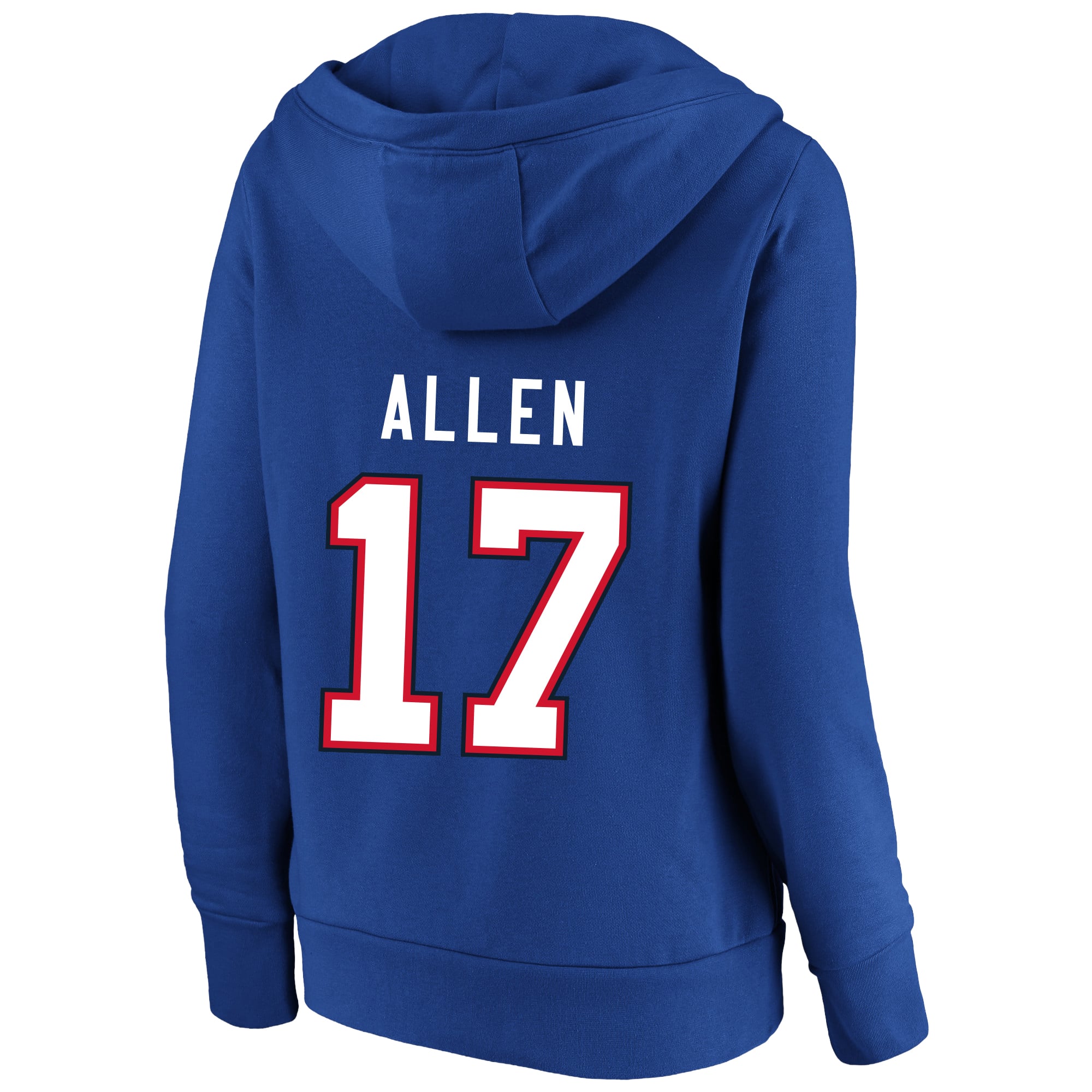 Women's Fanatics Josh Allen Royal Buffalo Bills Plus Player Name & Number Notch Neck Hoodie
