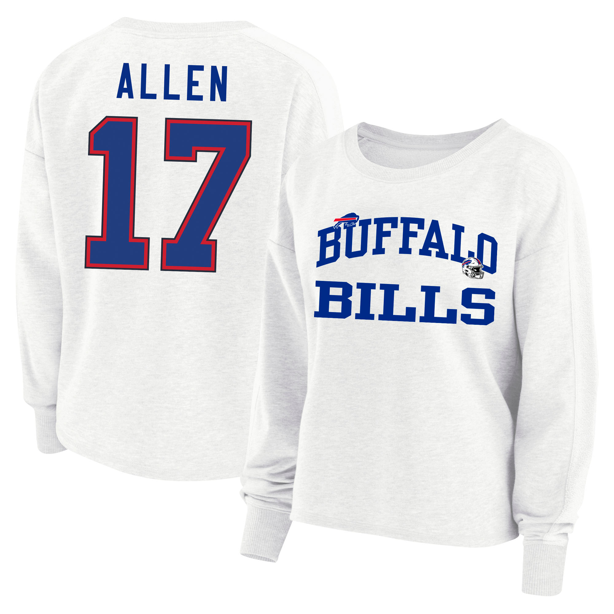 Women's Fanatics Josh Allen White Buffalo Bills Plus Oversized Name & Number Sweatshirt