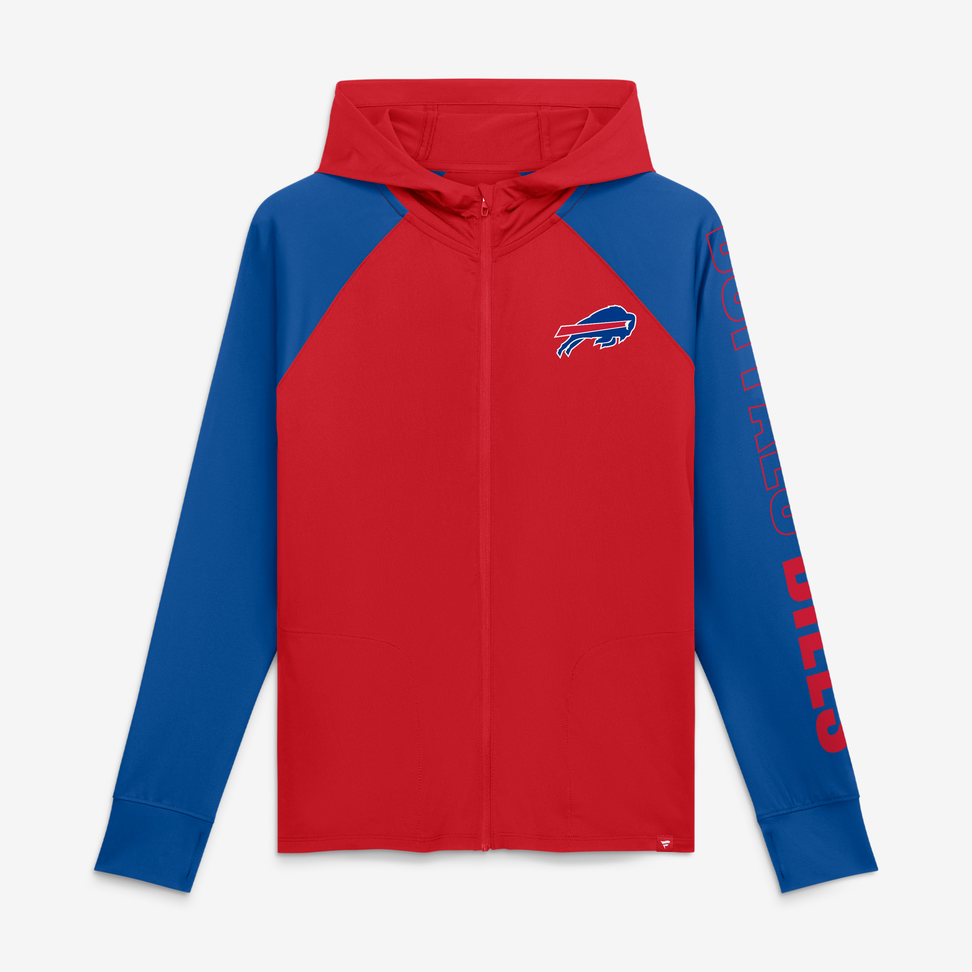 Women's Fanatics Red/Royal Buffalo Bills Cornerback Blitz Raglan Full-Zip Hoodie