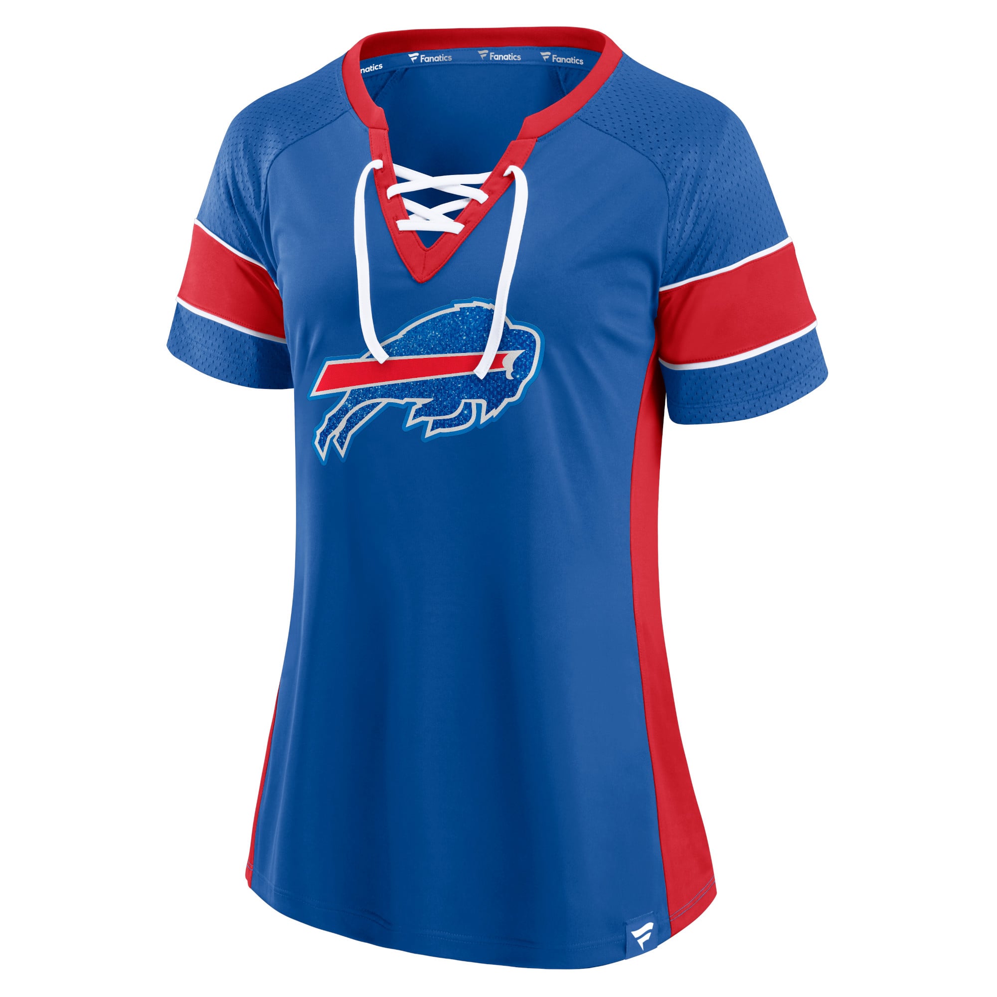 Fanatics Branded Royal Buffalo Bills Block Party Hero Athena Raglan - T-shirt à col cranté