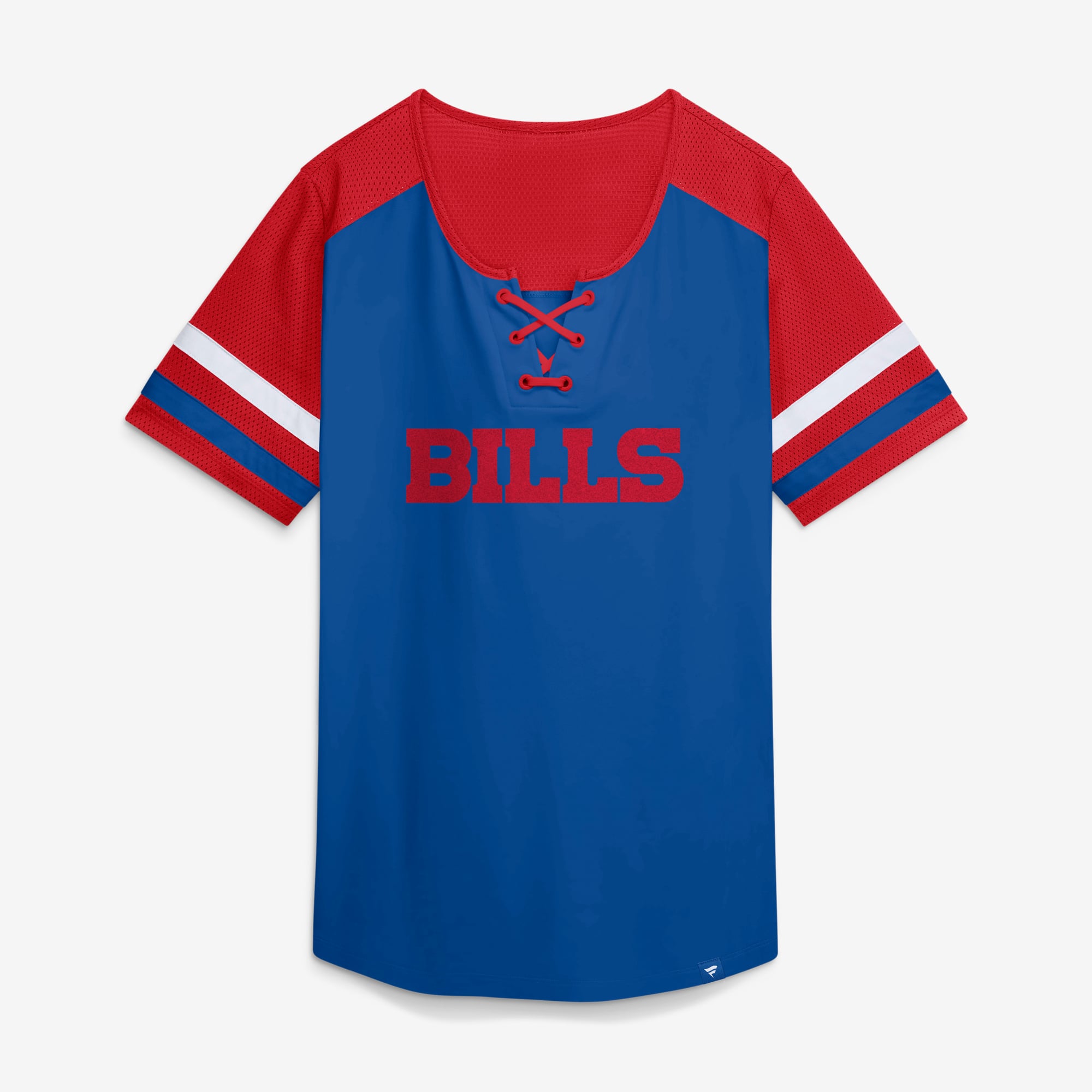 Women's Fanatics Royal Buffalo Bills Curl Route Athena Lace-Up T-Shirt