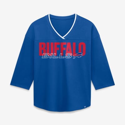 Buffalo Bills Fanatics Women's Plus Size Deceptive Juke 3/4-Sleeve V-Neck T-Shirt - Royal