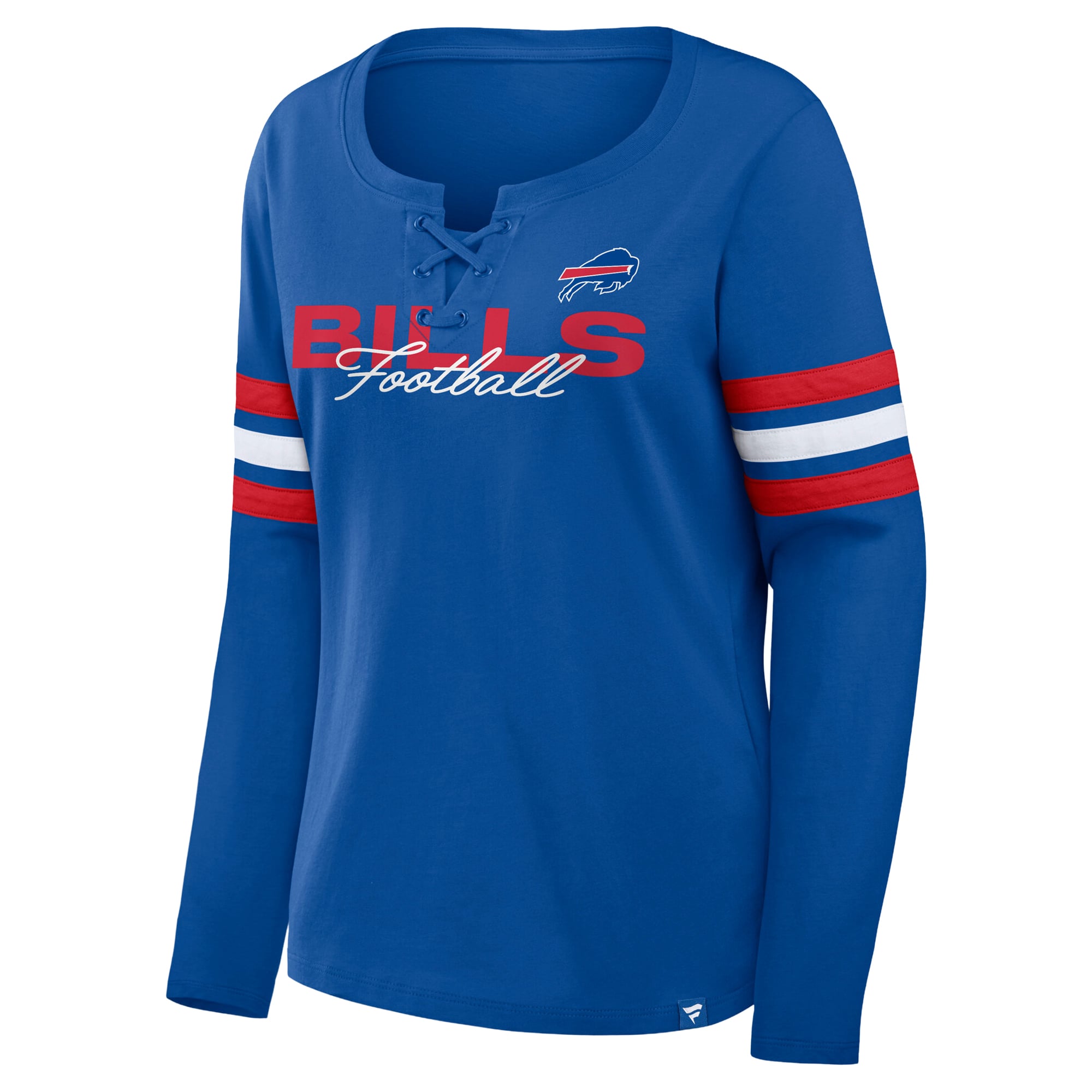 Women's Fanatics Royal/Red Buffalo Bills Plus Coverage Scheme Lace-Up Long Sleeve T-Shirt
