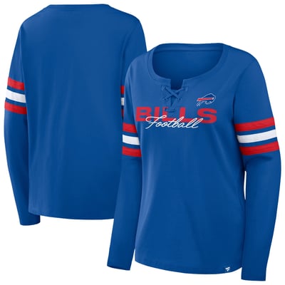 Buffalo Bills Fanatics Women's Plus Size Coverage Scheme Lace-Up Long Sleeve T-Shirt - Royal/Red