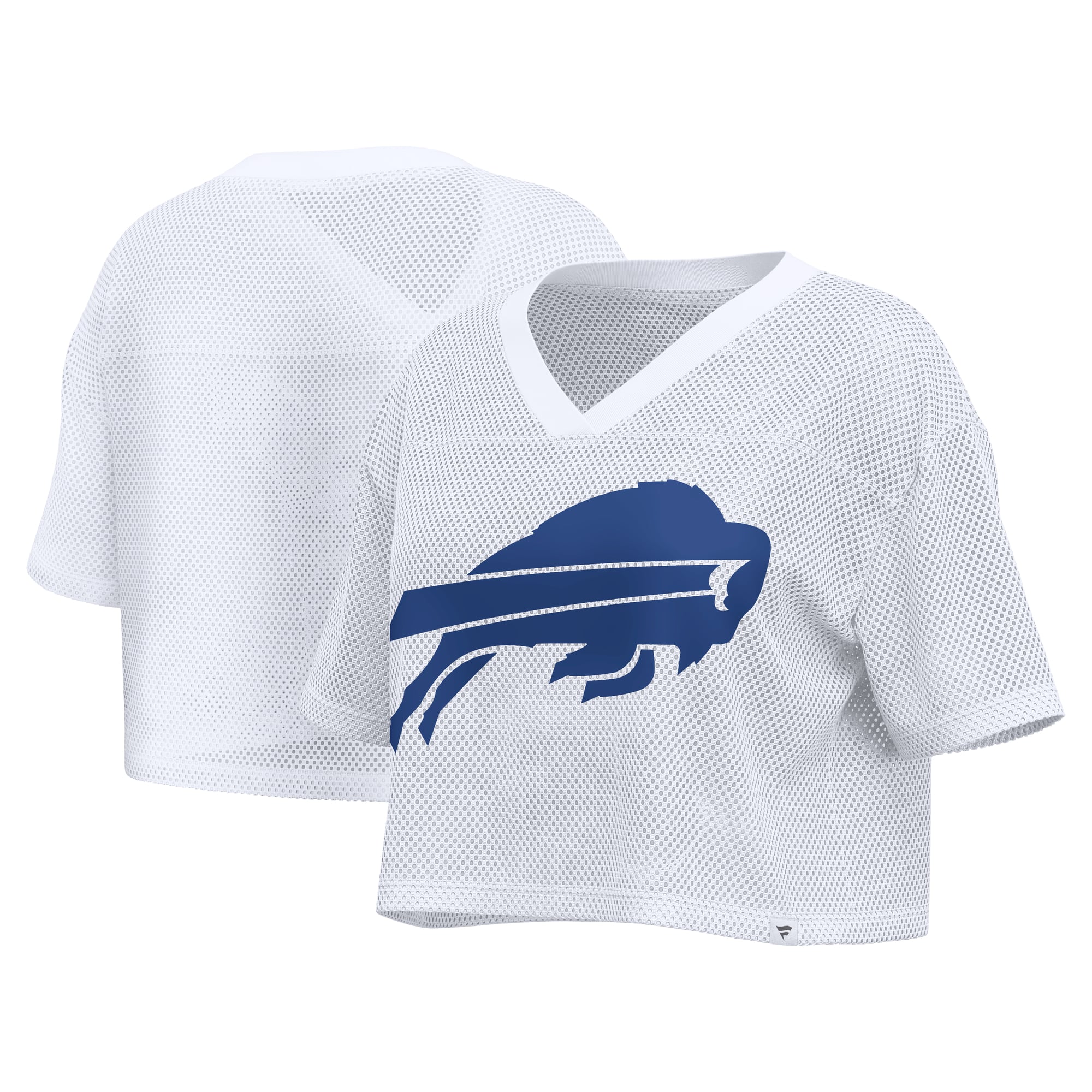 Maillot Fanatics blanc Buffalo Bills oversize à col en V court maille pour femme
