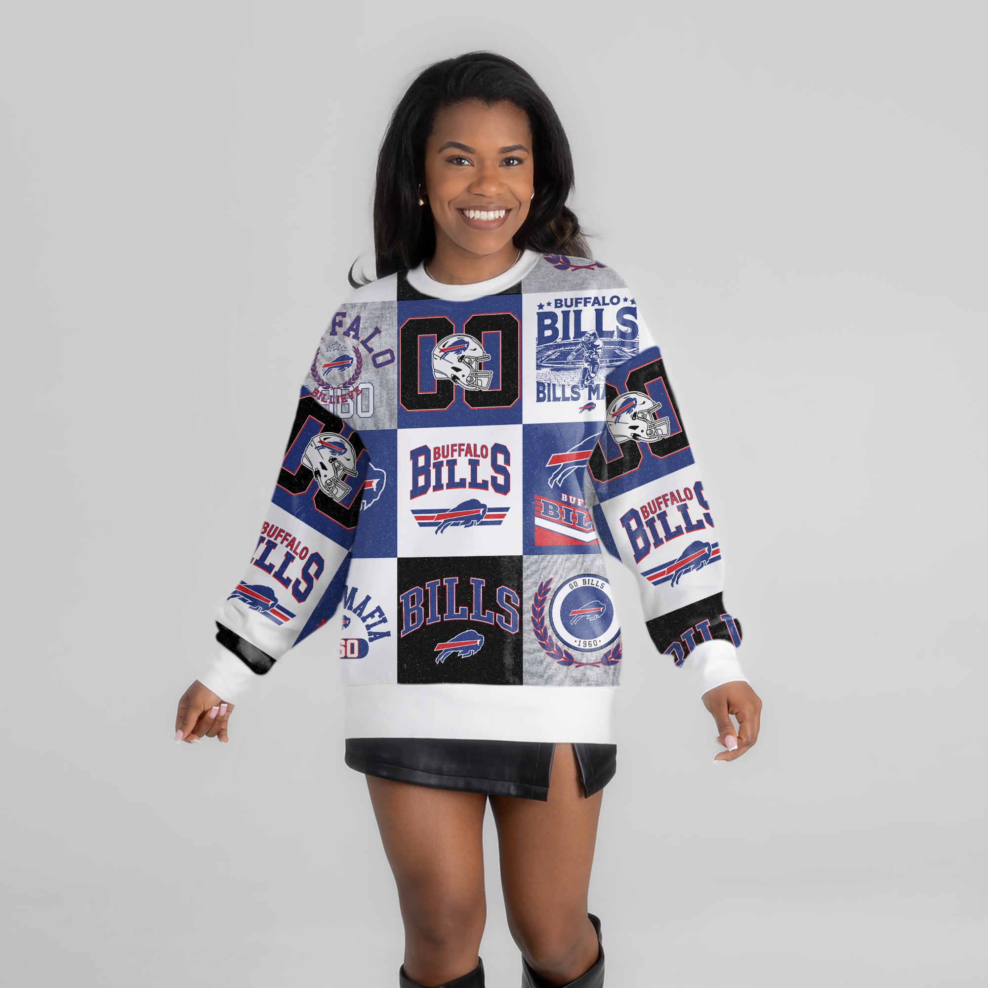 Women's Gameday Couture White Buffalo Bills Highlight Reel Repeat Premium Fleece Sweatshirt