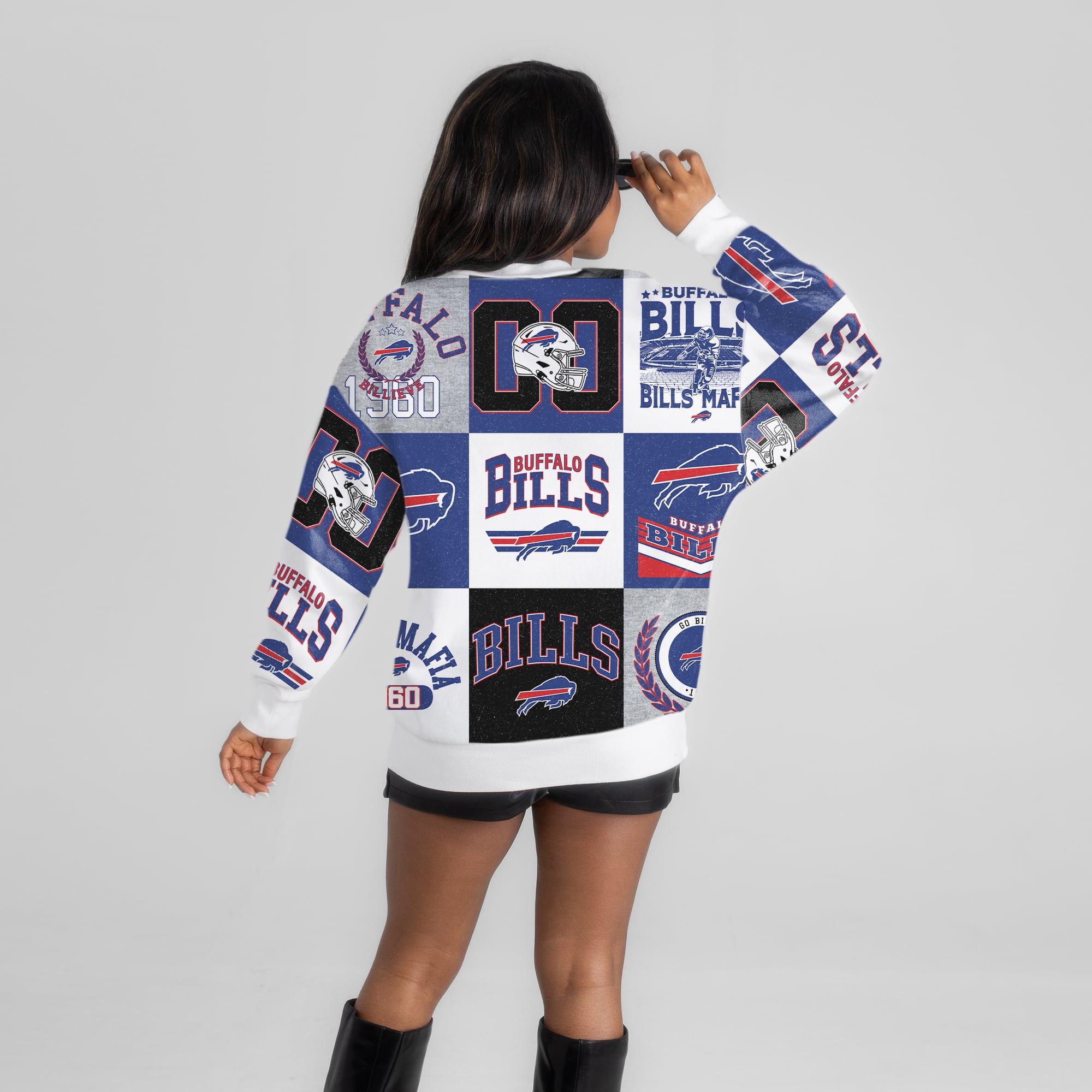 Women's Gameday Couture White Buffalo Bills Highlight Reel Repeat Premium Fleece Sweatshirt