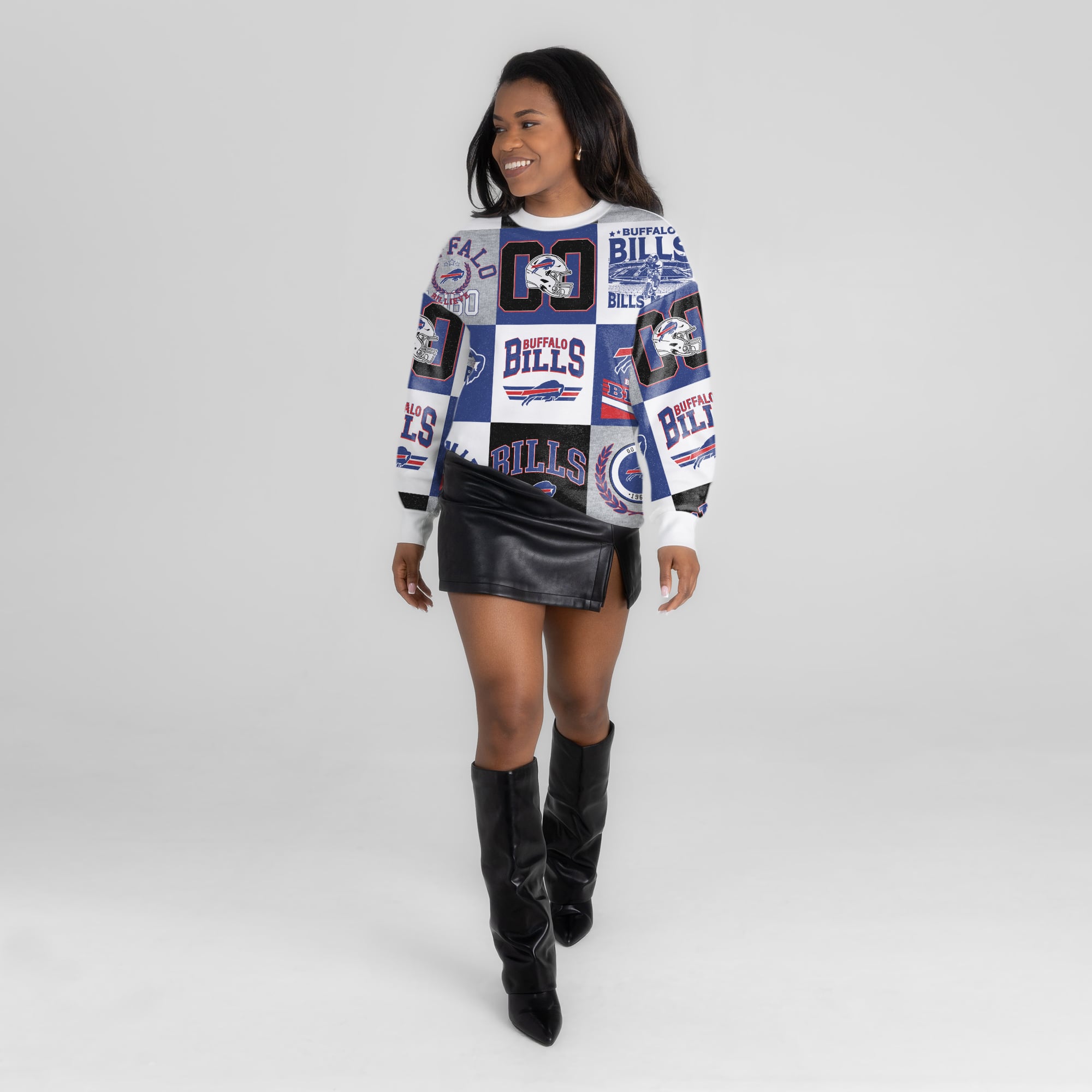 Women's Gameday Couture White Buffalo Bills Highlight Reel Repeat Premium Fleece Sweatshirt