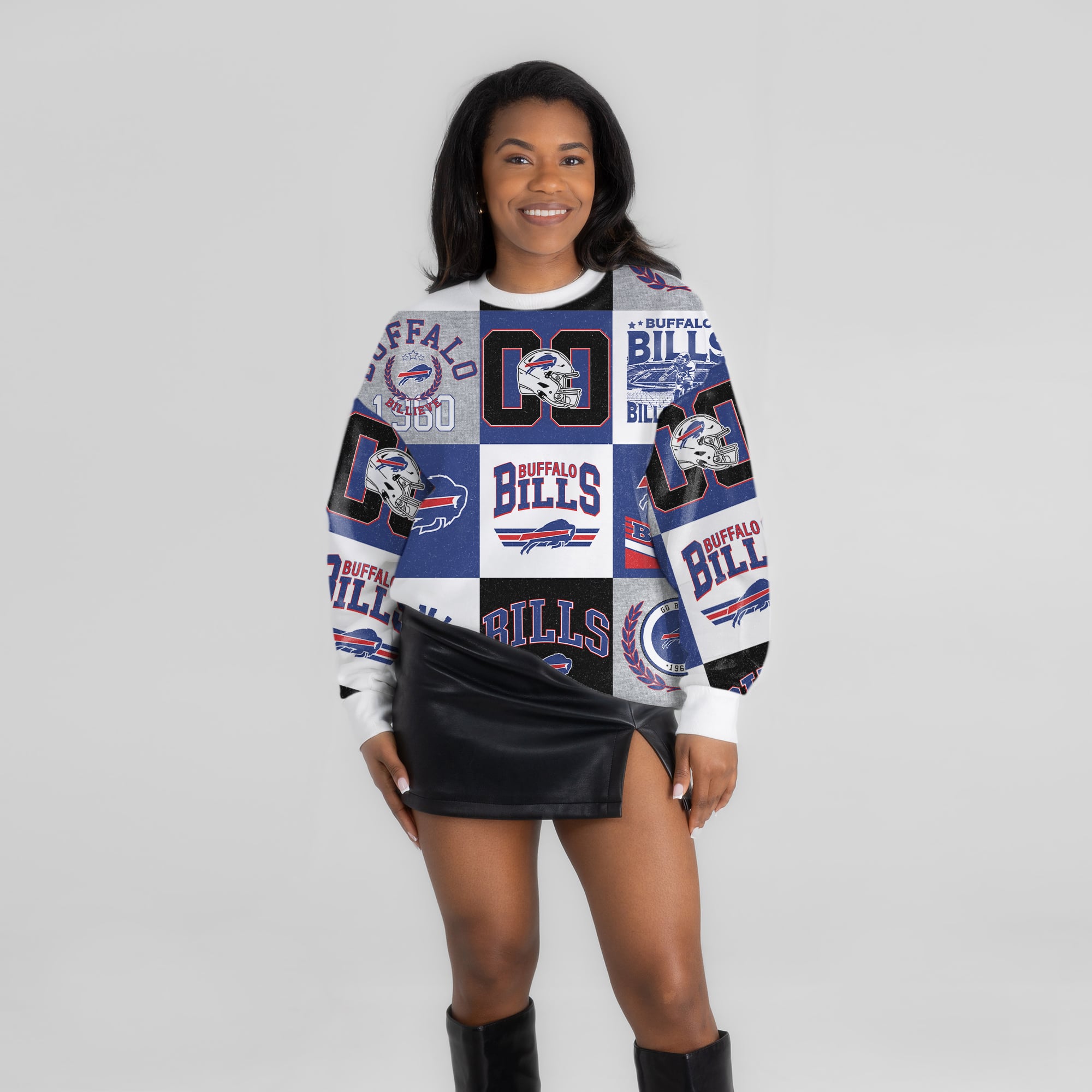 Women's Gameday Couture White Buffalo Bills Highlight Reel Repeat Premium Fleece Sweatshirt