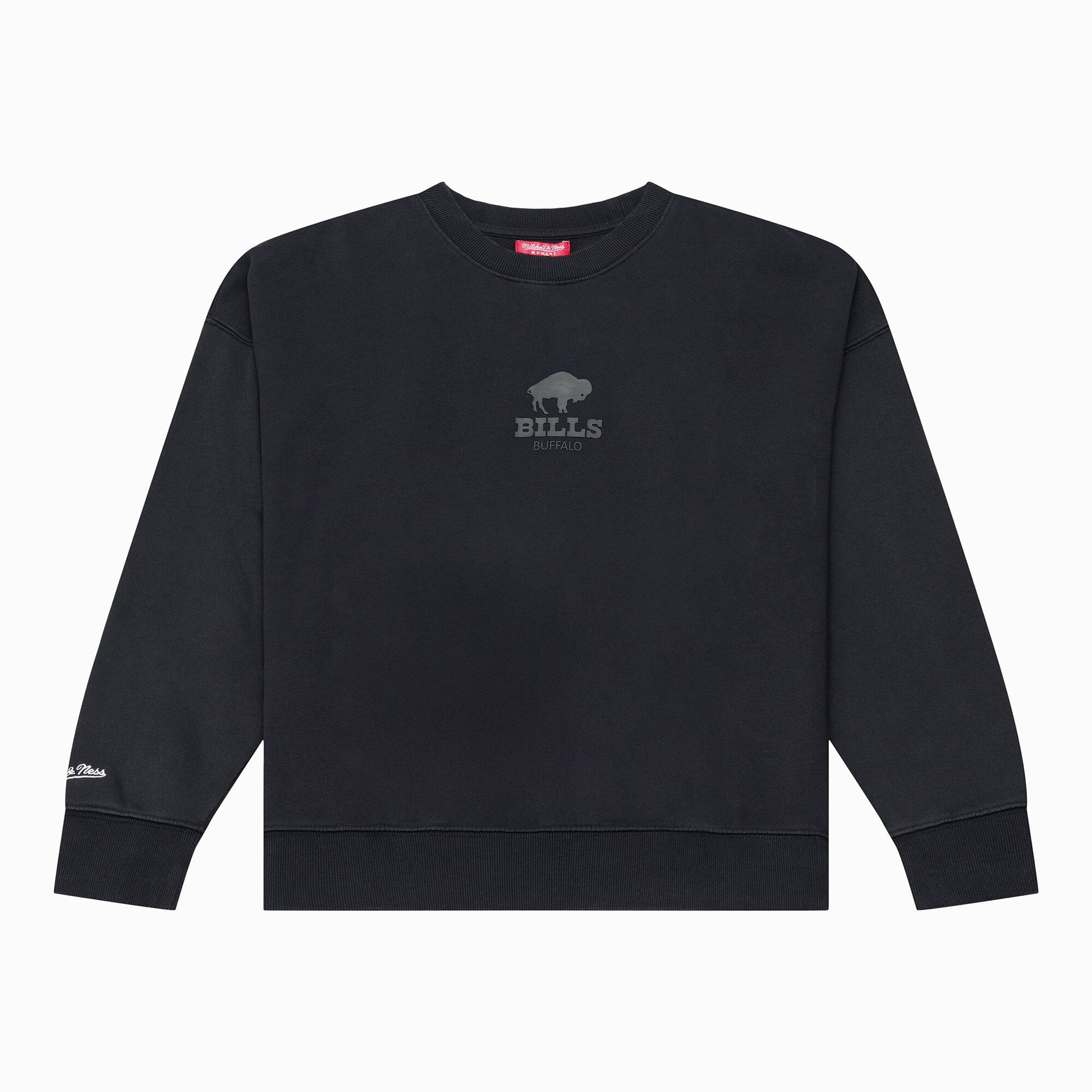 Sweat-shirt en polaire Mitchell & Ness Core Essentials noir à micro-logo pour femme, modèle Buffalo Bills.