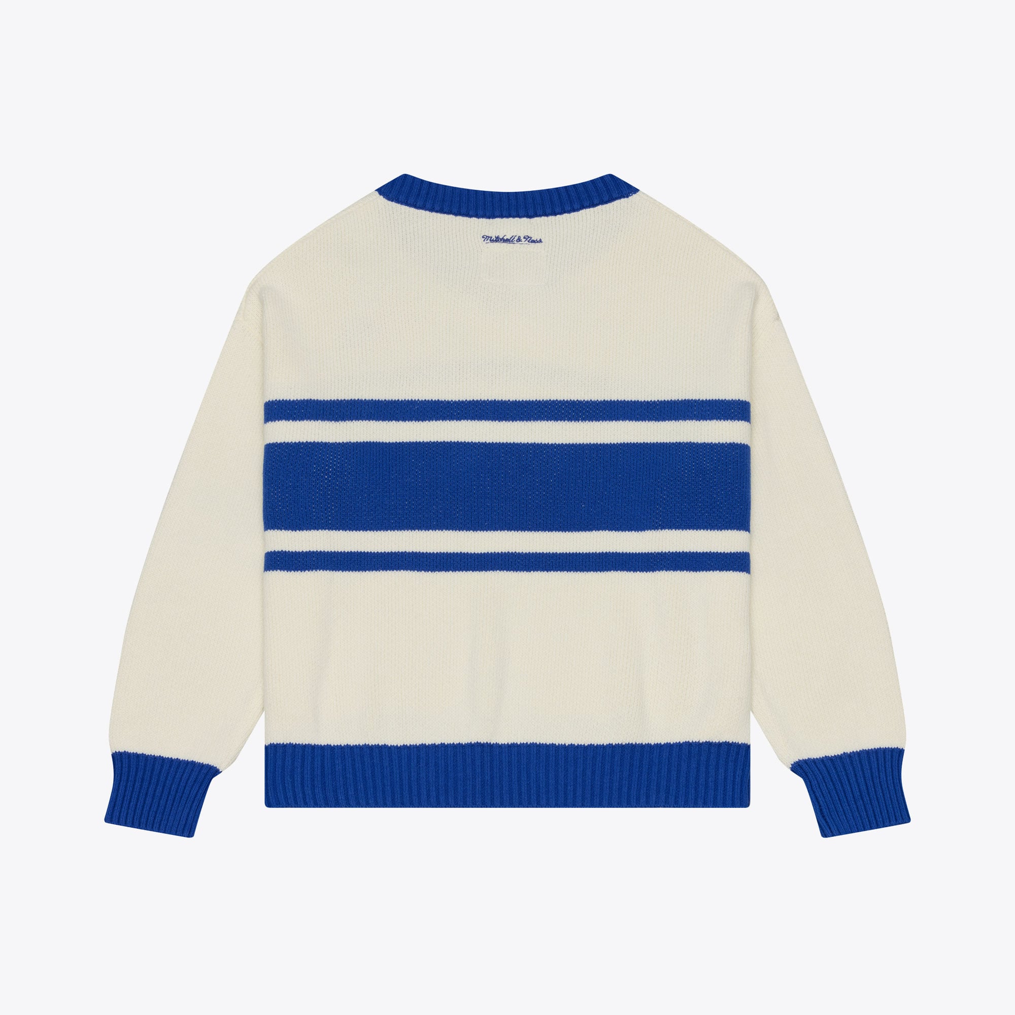 Women's Mitchell & Ness Cream/Royal Buffalo Bills Retro Roots V-Neck Sweater