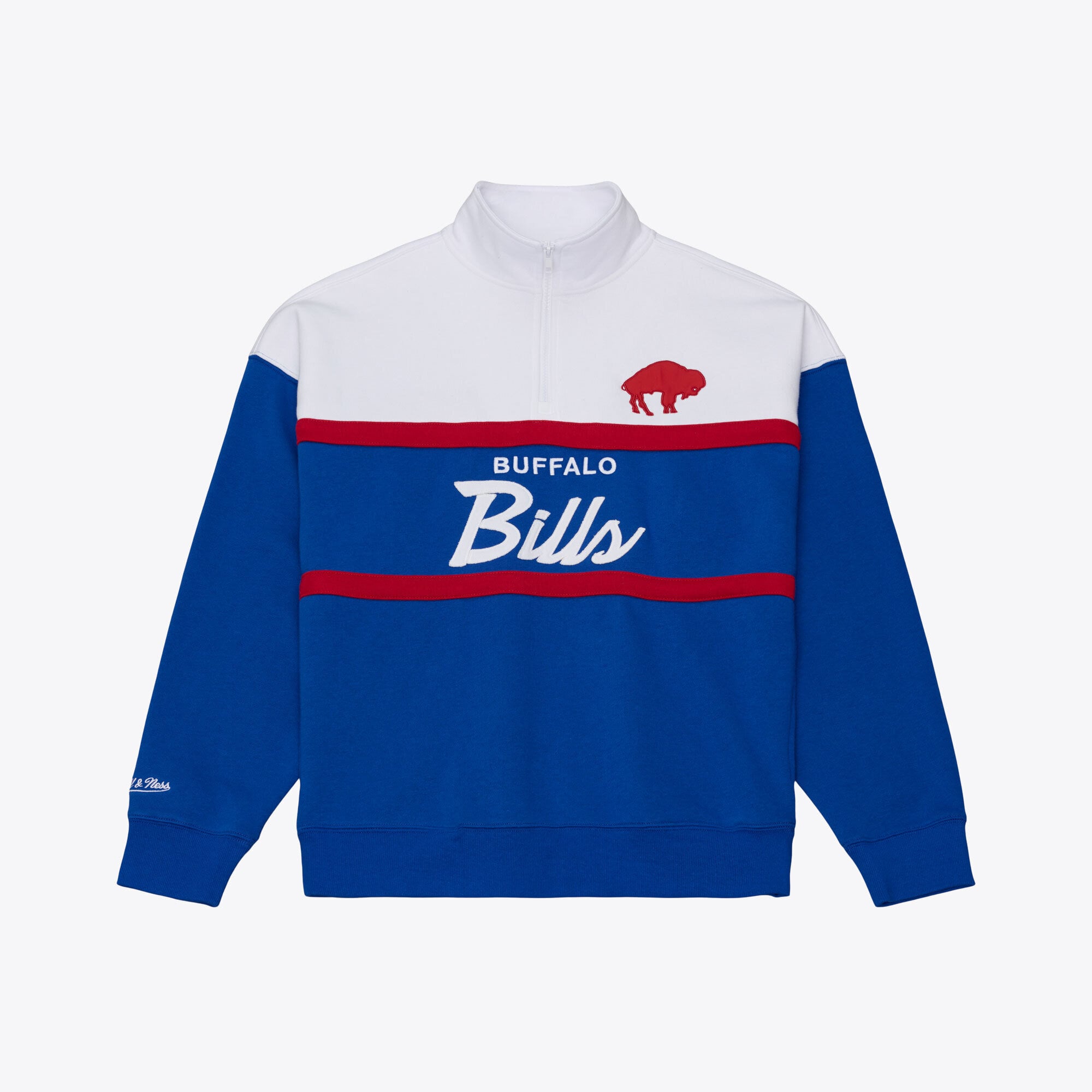 Pull à col zippé Mitchell & Ness Royal Buffalo Bills pour femme