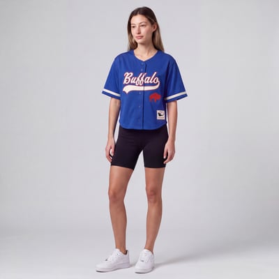 Buffalo Bills Mitchell & Ness Women's Retro Roots Baseball Jersey - Royal