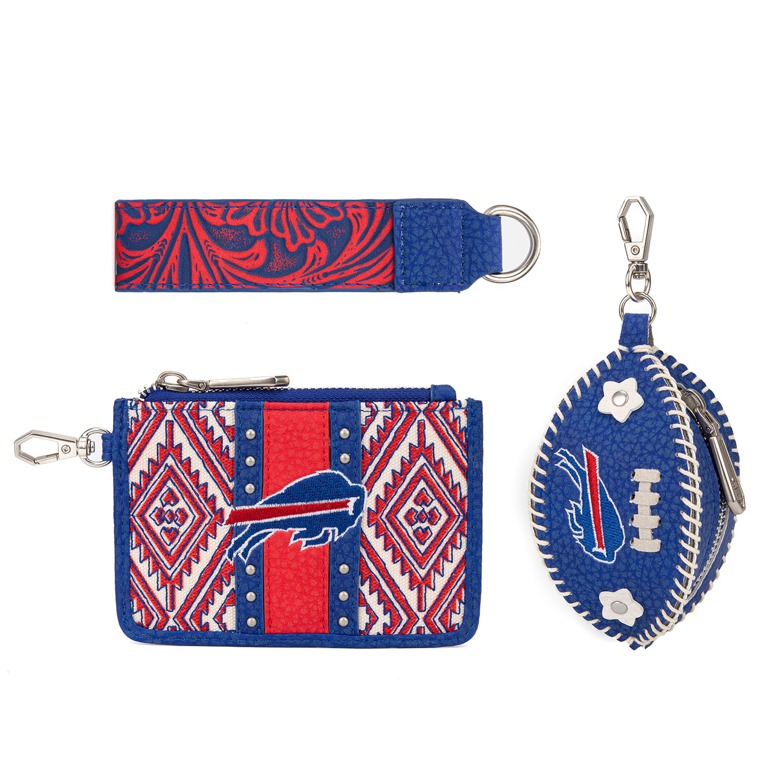 Portefeuille et bracelet porte-clés football américain Montana West Buffalo Bills pour femme