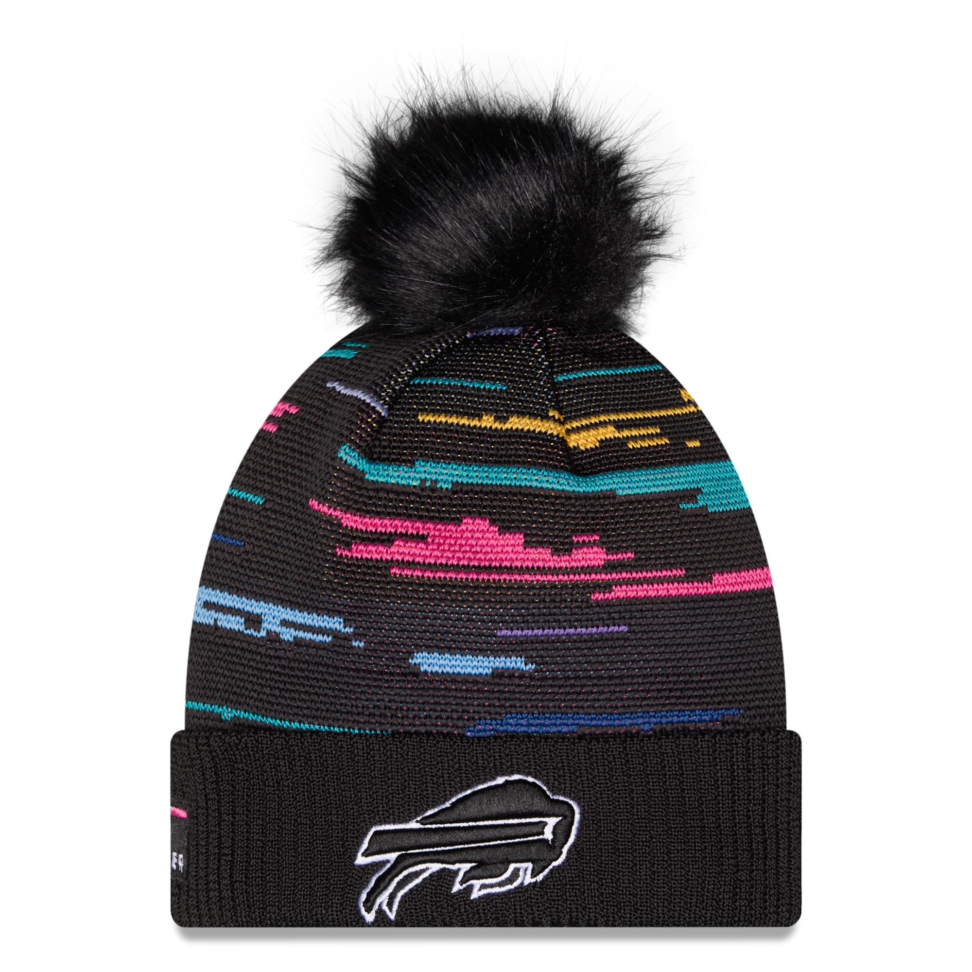 Women's New Era Black Buffalo Bills 2026 NFL Crucial Catch Cuffed Knit Hat with Pom