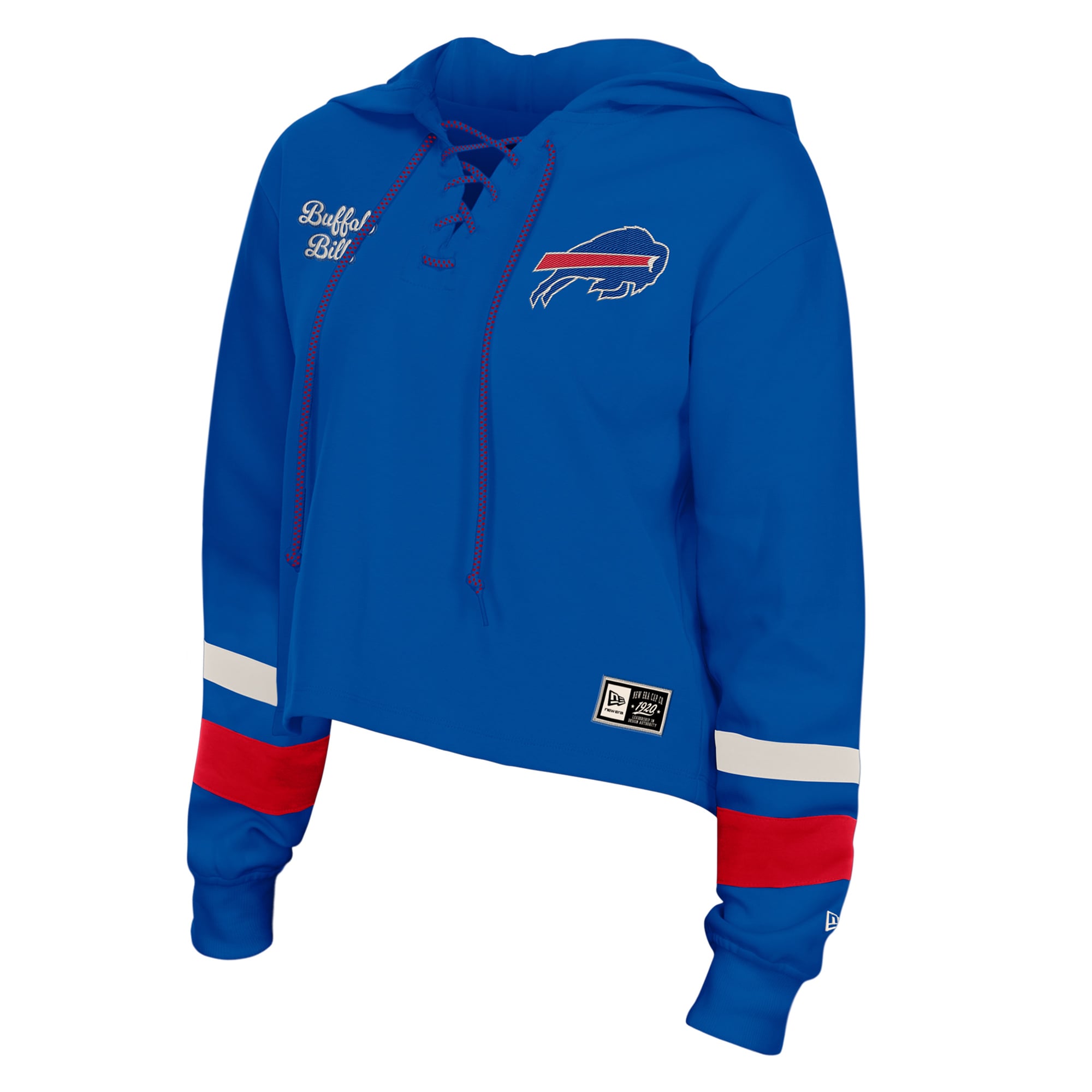 Sweat à capuche rétro lacets New Era bleu Buffalo Bills pour femme