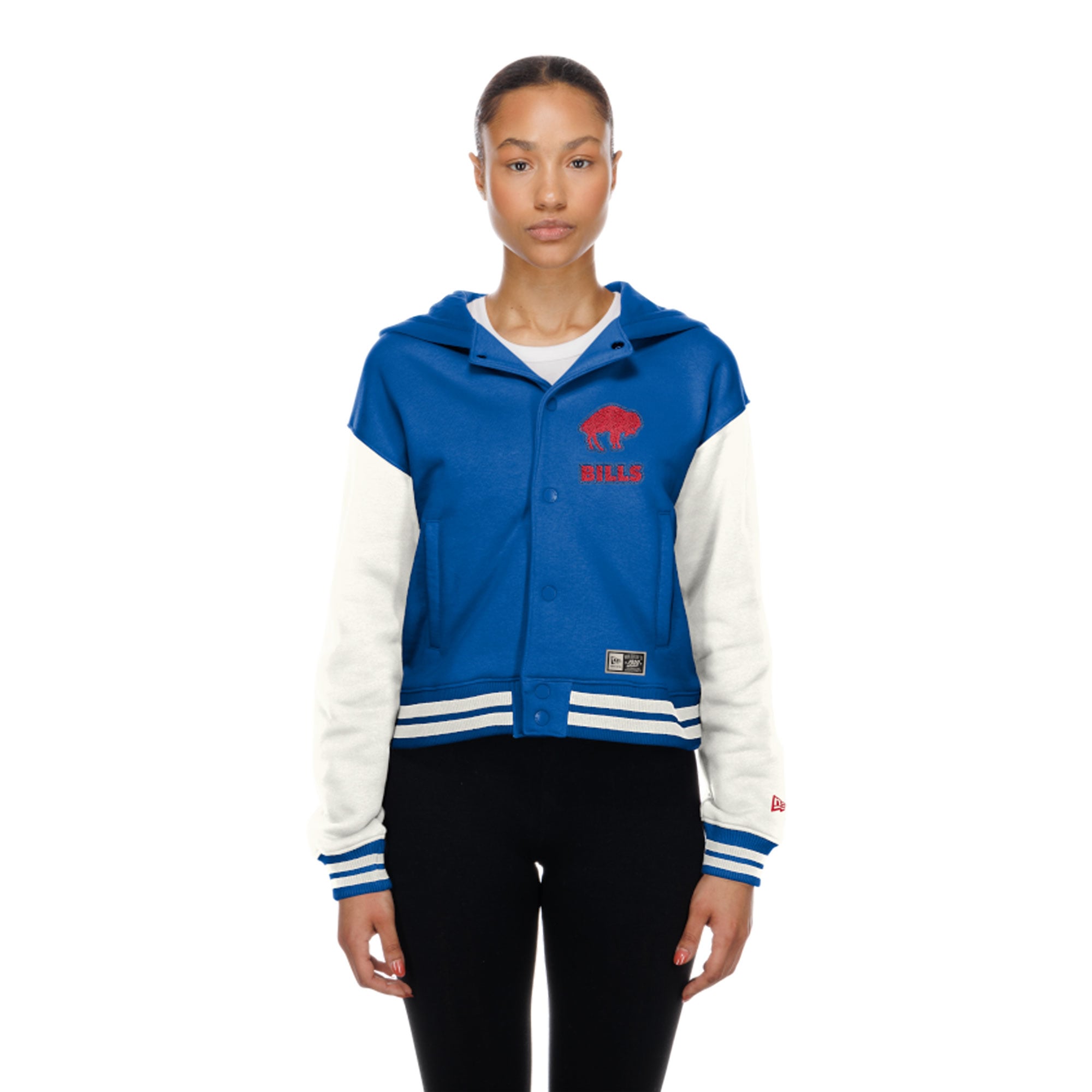 Veste à capuche New Era Buffalo Bills Royal Throwback pour femme, fermeture boutons-pression.
