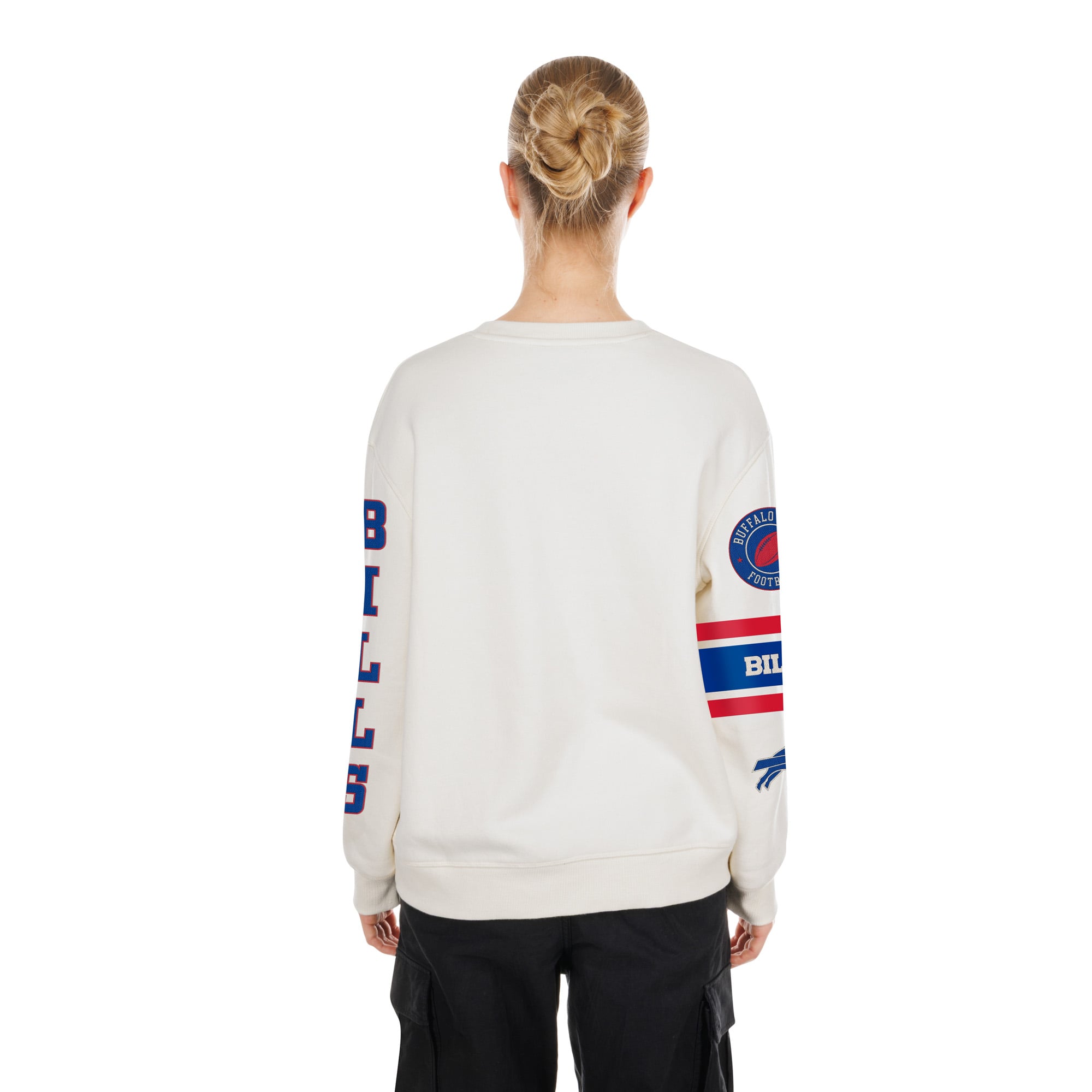 Sweat-shirt à col rond New Era crème Buffalo Bills pour femme