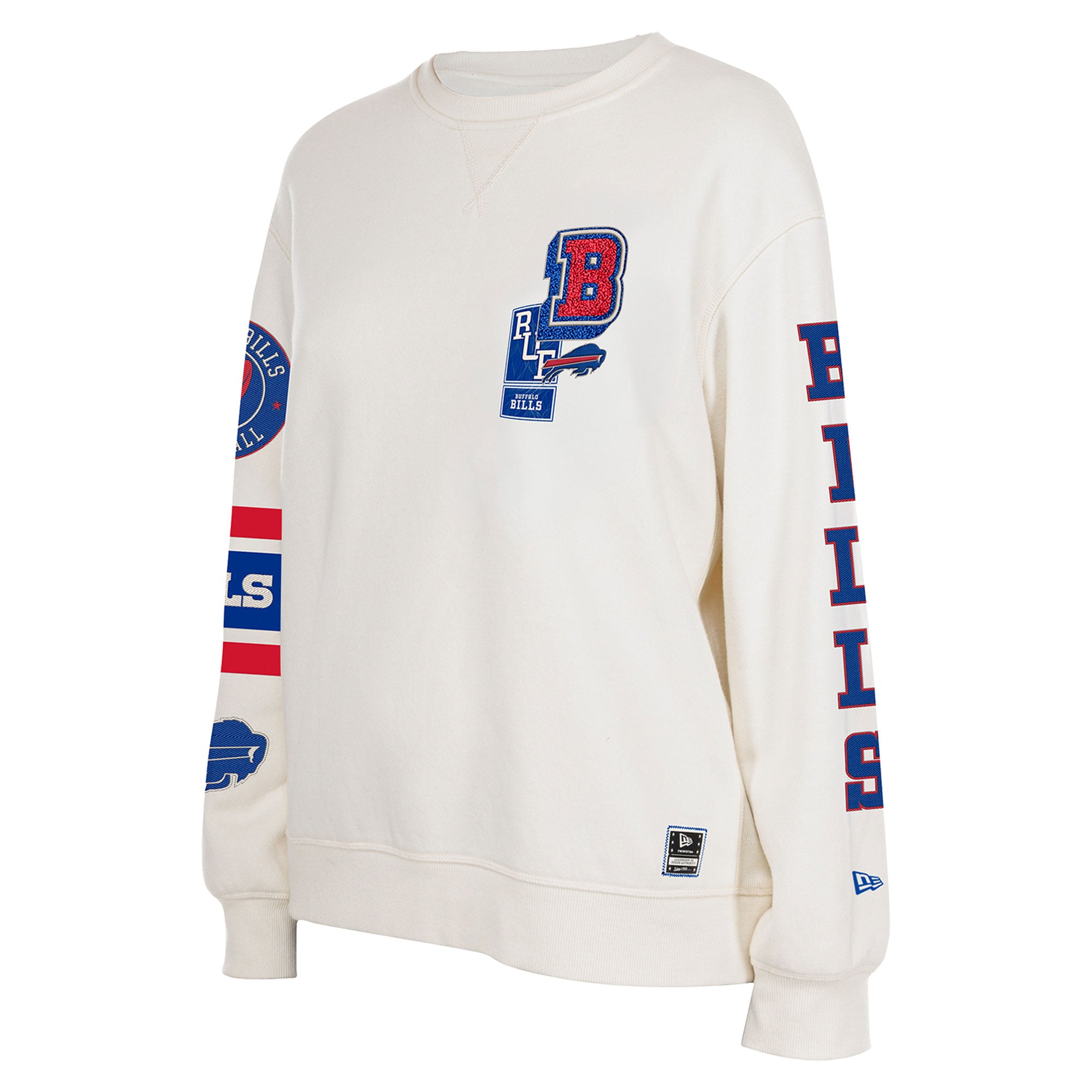 Sweat-shirt à col rond New Era crème Buffalo Bills pour femme