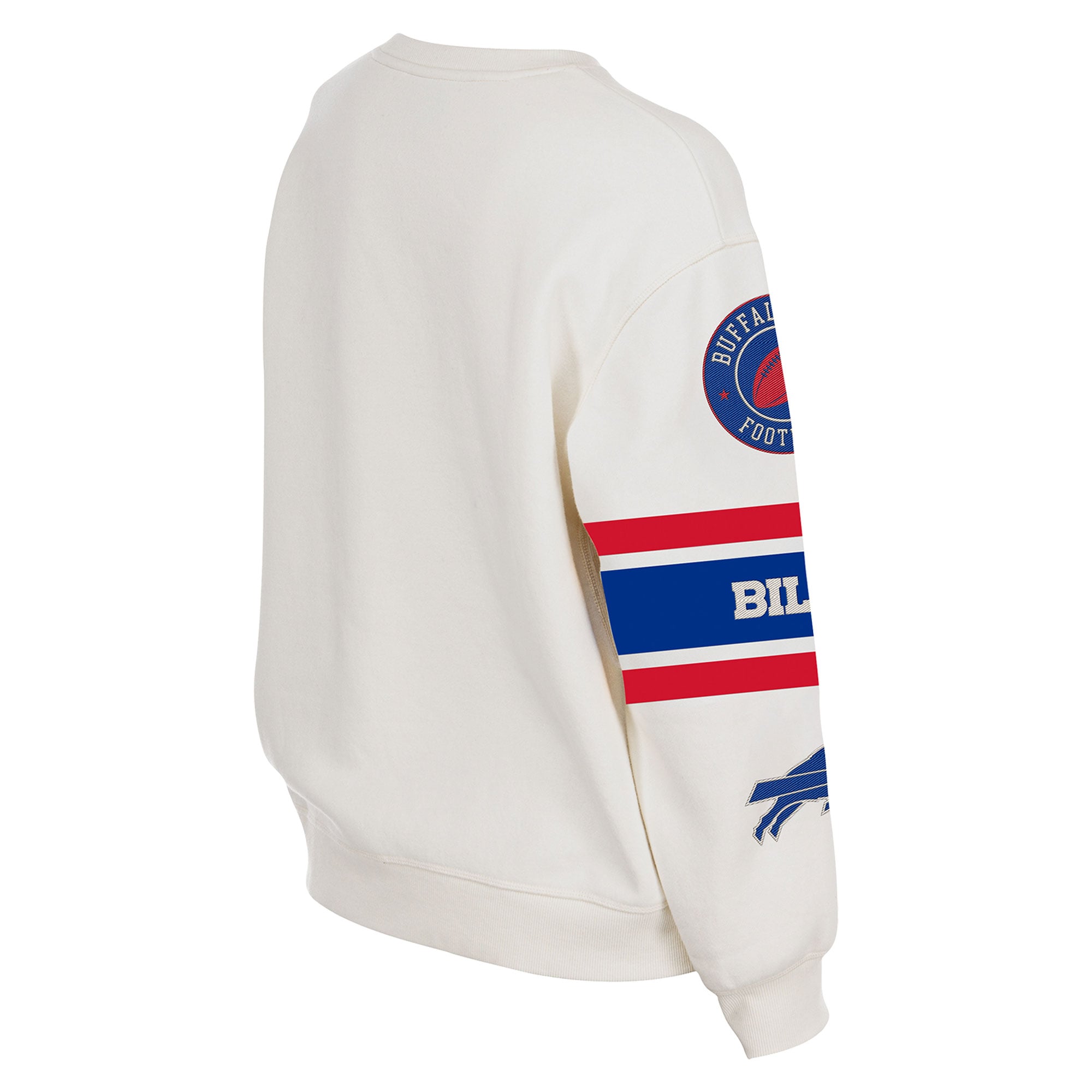 Sweat-shirt à col rond New Era crème Buffalo Bills pour femme