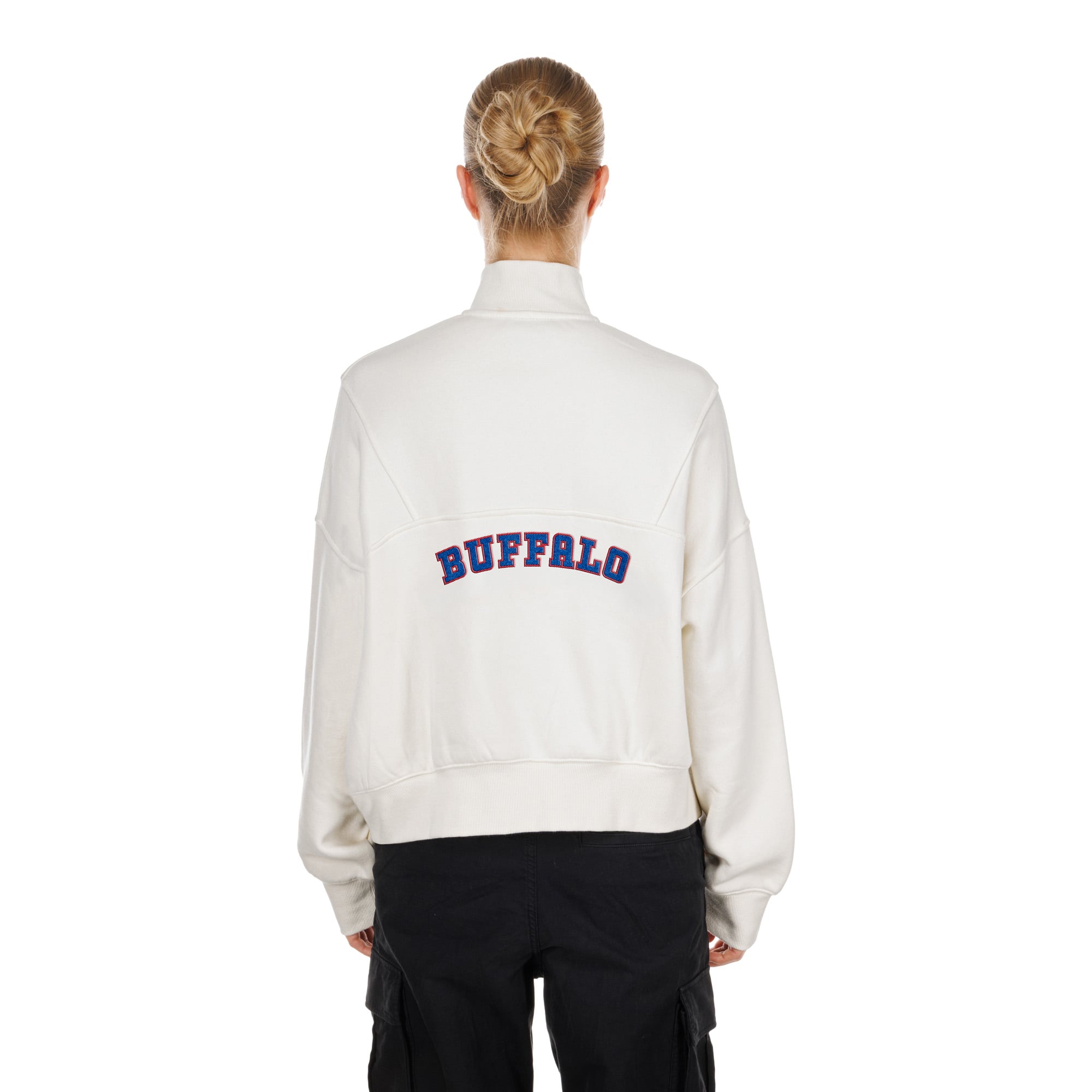 Pull-over à col zippé New Era crème Buffalo Bills Academic pour femme