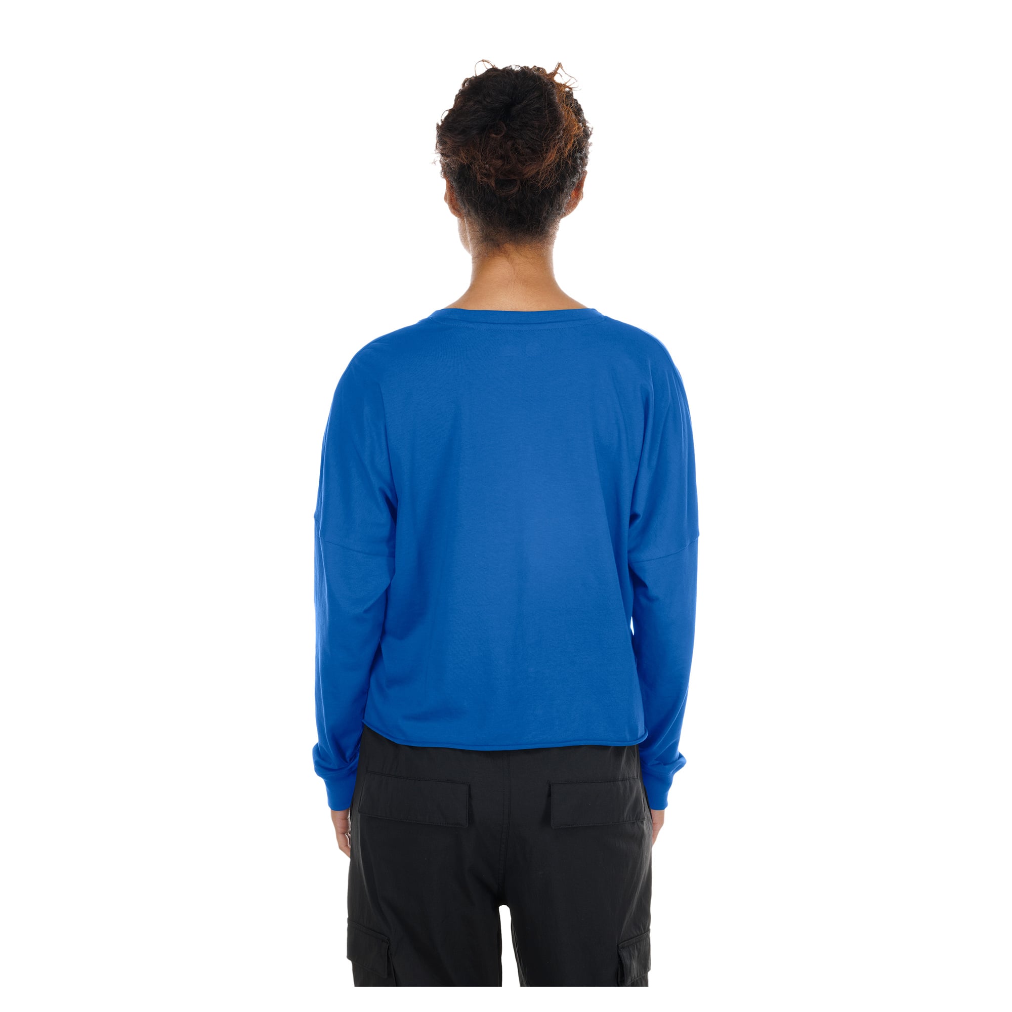 T-shirt à manches longues oversize court New Era Royal Buffalo Bills pour femmes