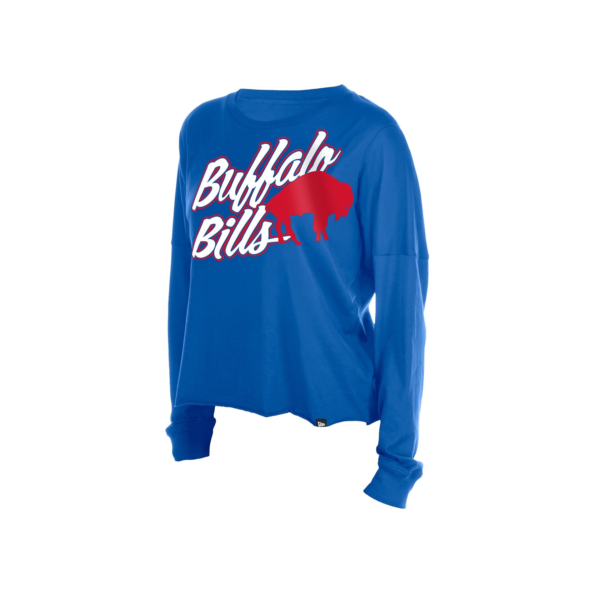 T-shirt à manches longues oversize court New Era Royal Buffalo Bills pour femmes