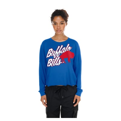  Buffalo Bills New Era Women's Cropped Oversized Long Sleeve T-Shirt - Royal