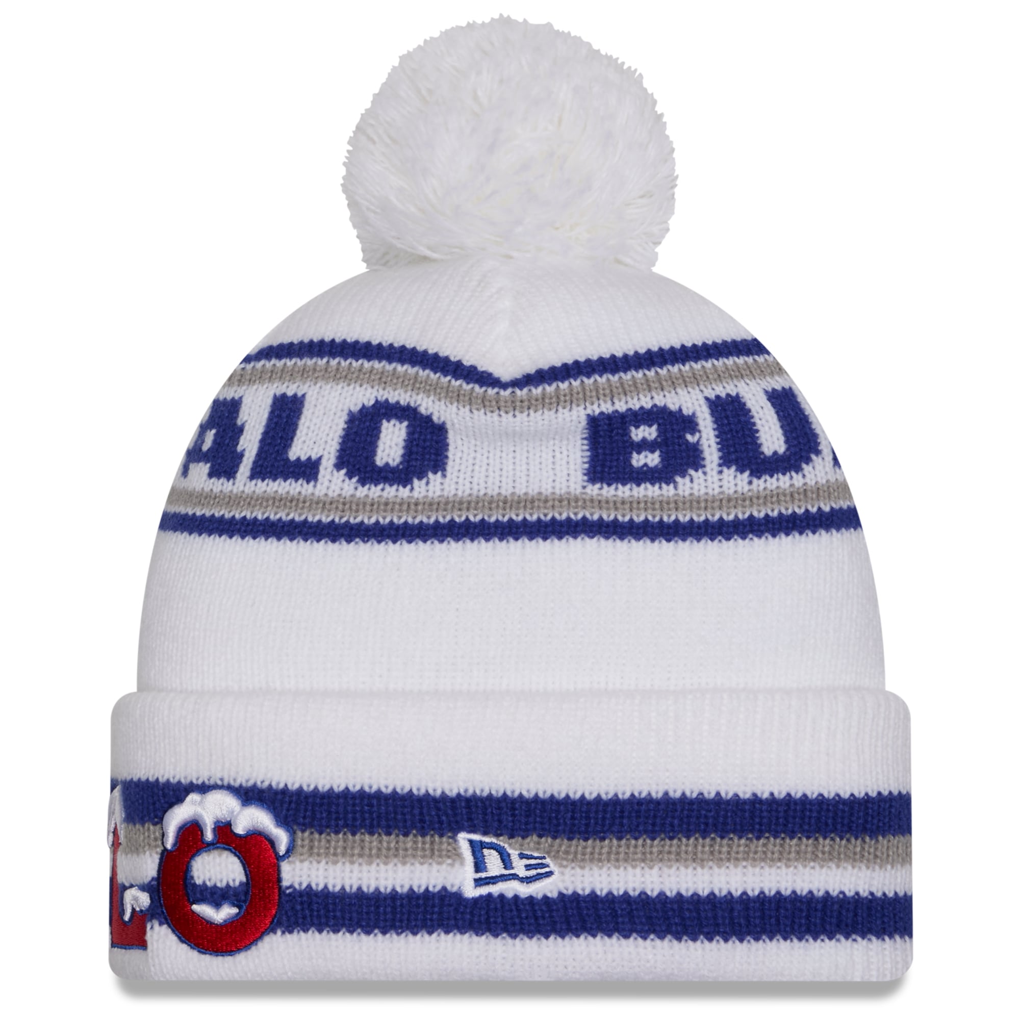 Women's New Era White Buffalo Bills Rivalries Collection Fan Pack Classic Cuffed Knit Hat with Pom