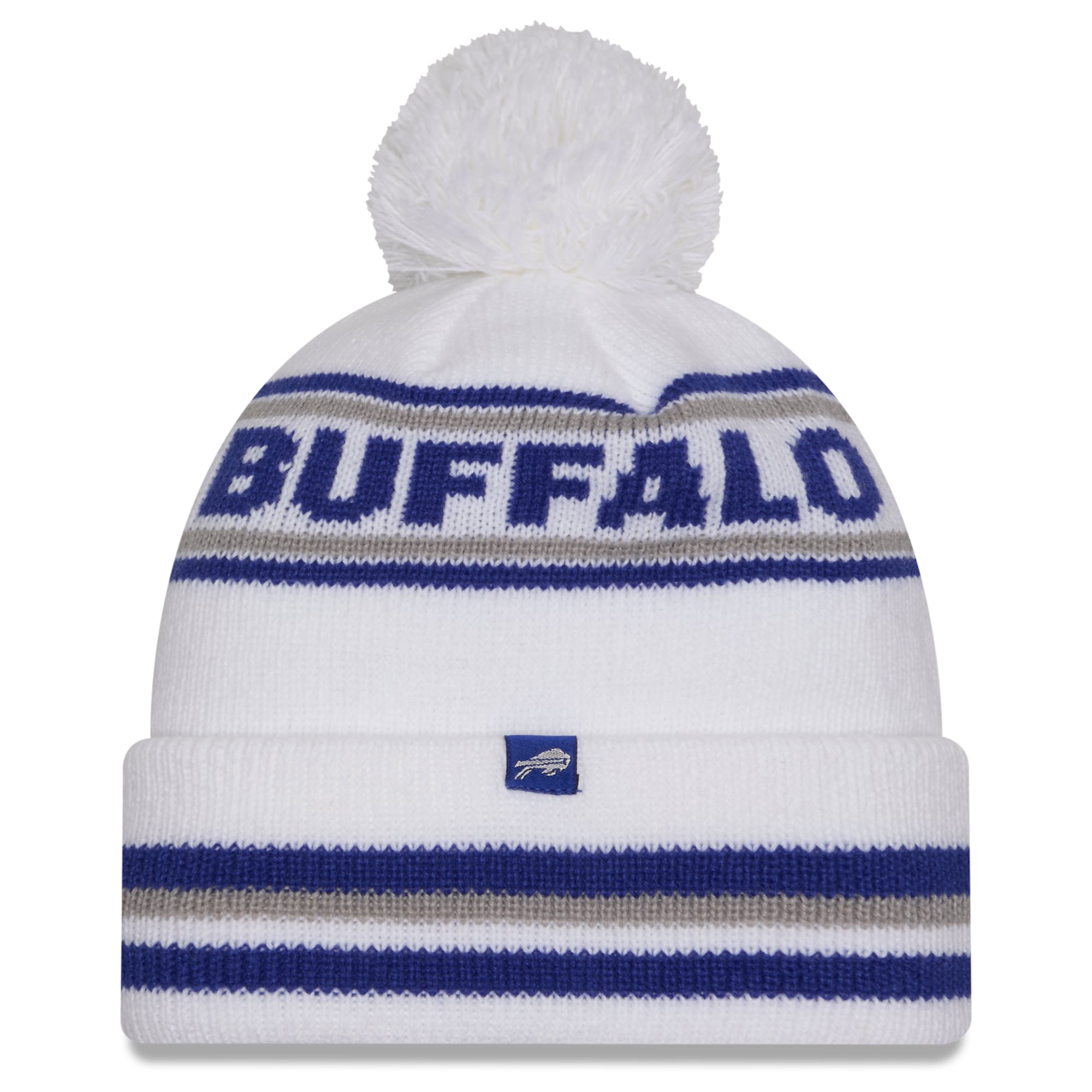 Women's New Era White Buffalo Bills Rivalries Collection Fan Pack Classic Cuffed Knit Hat with Pom