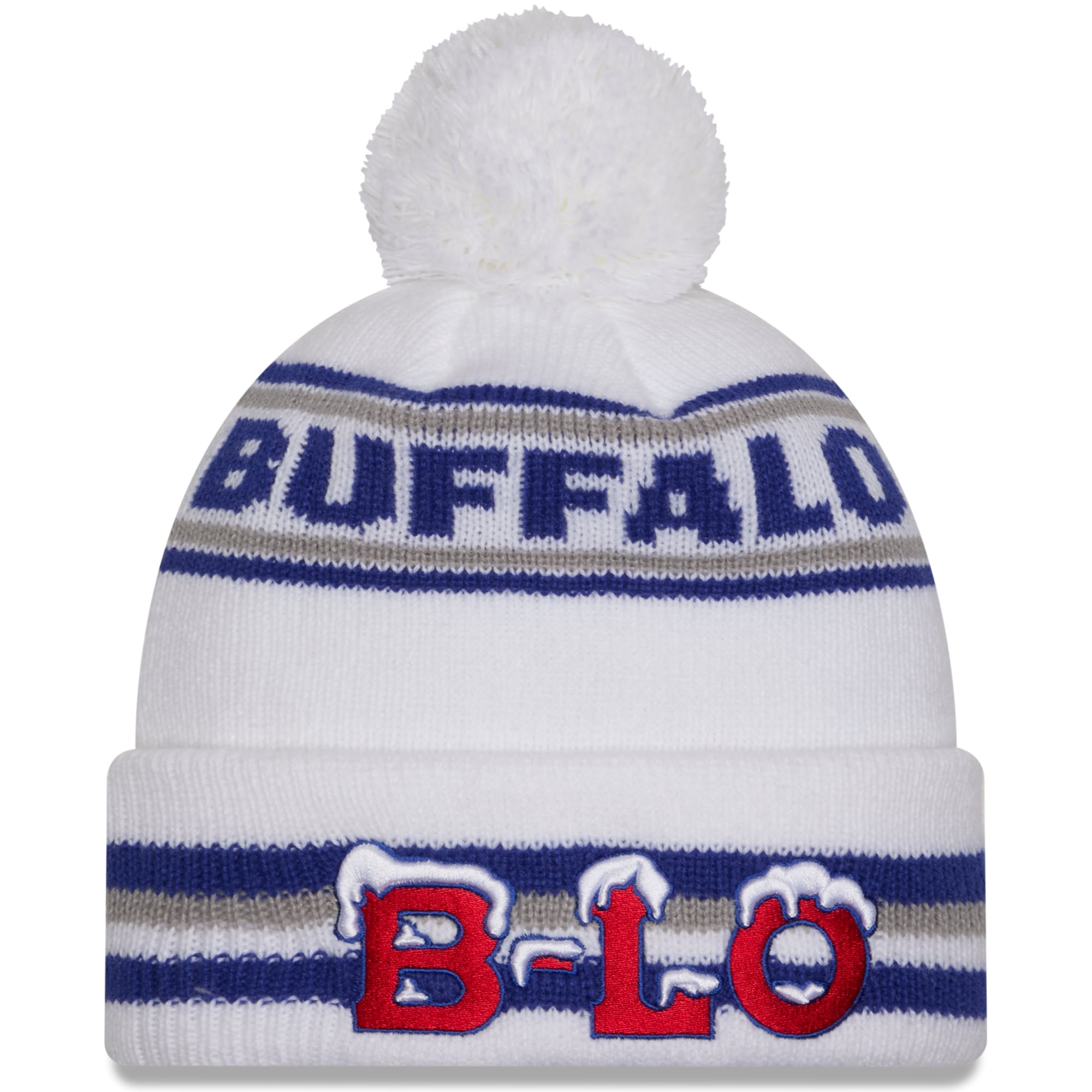 Women's New Era White Buffalo Bills Rivalries Collection Fan Pack Classic Cuffed Knit Hat with Pom