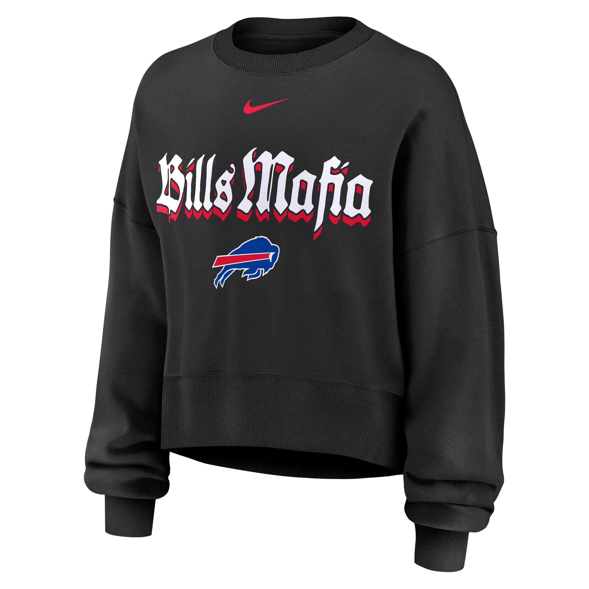 Women's Nike Black Buffalo Bills Mafia Oversized Fleece Sweatshirt