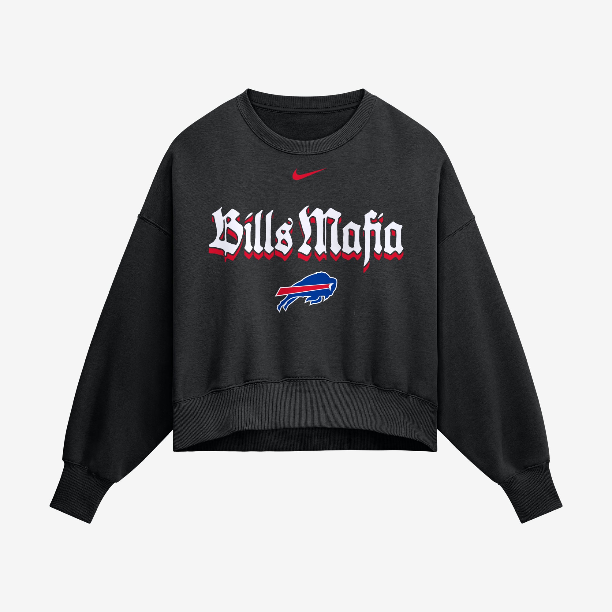 Women's Nike Black Buffalo Bills Mafia Oversized Fleece Sweatshirt