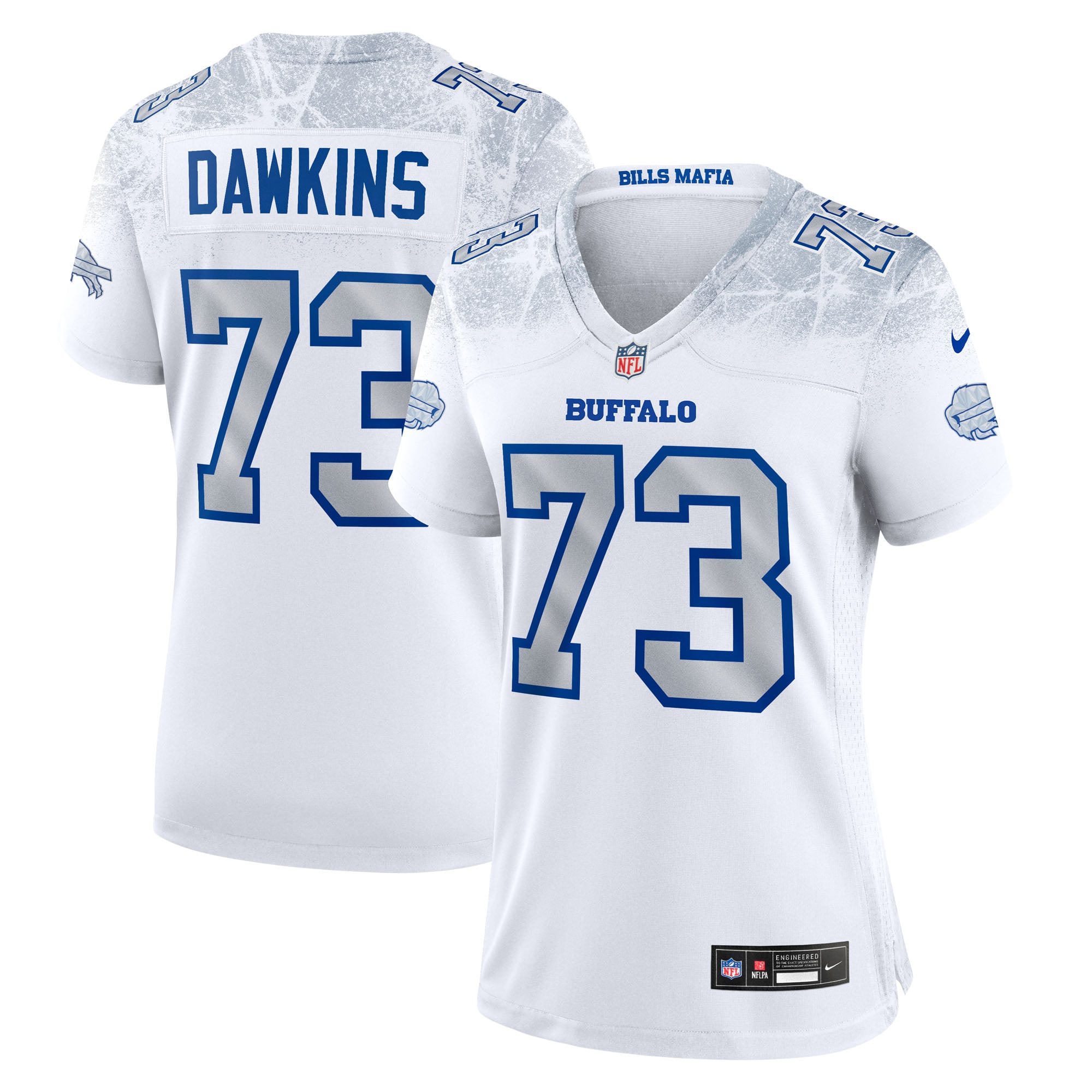 Maillot de match Nike Dion Dawkins blanc la collection Rivalries des Buffalo Bills pour femmes